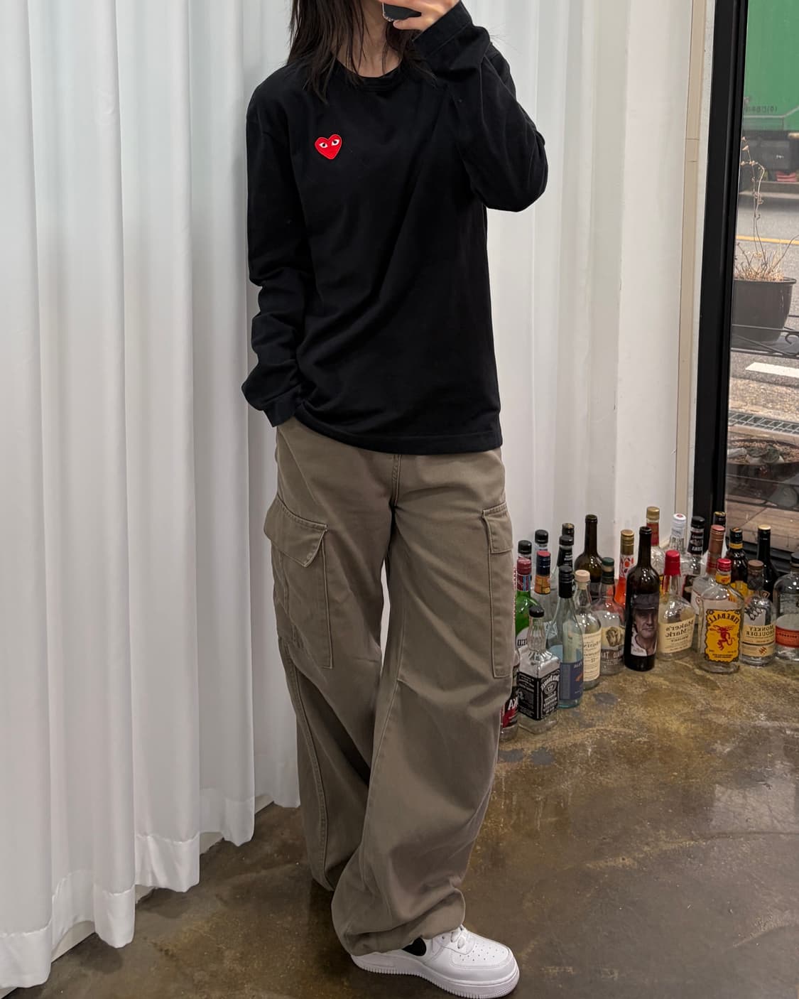 [L]꼼데가르송 플레이 레드 와펜 롱 슬리브 상품이미지2