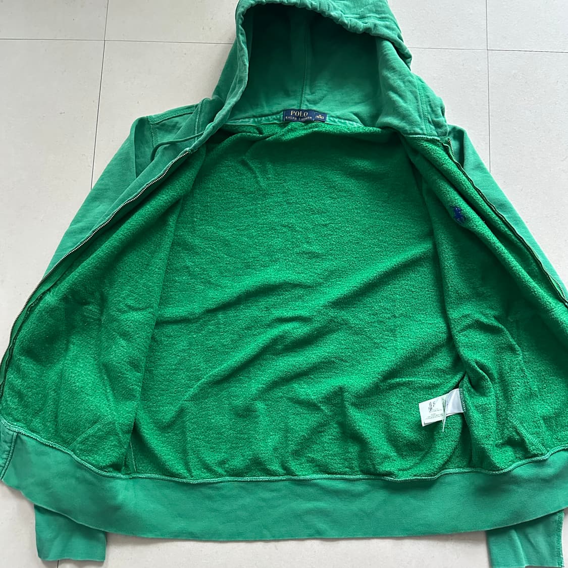 폴로 랄프 로렌 빈티지 워싱 그린 후드집업 M (TALON 지퍼) 상품이미지5