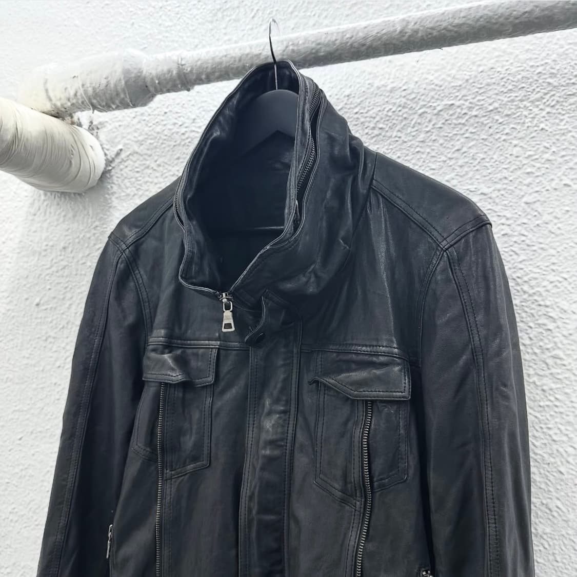 highneck sheepskin leather jacket 상품이미지6