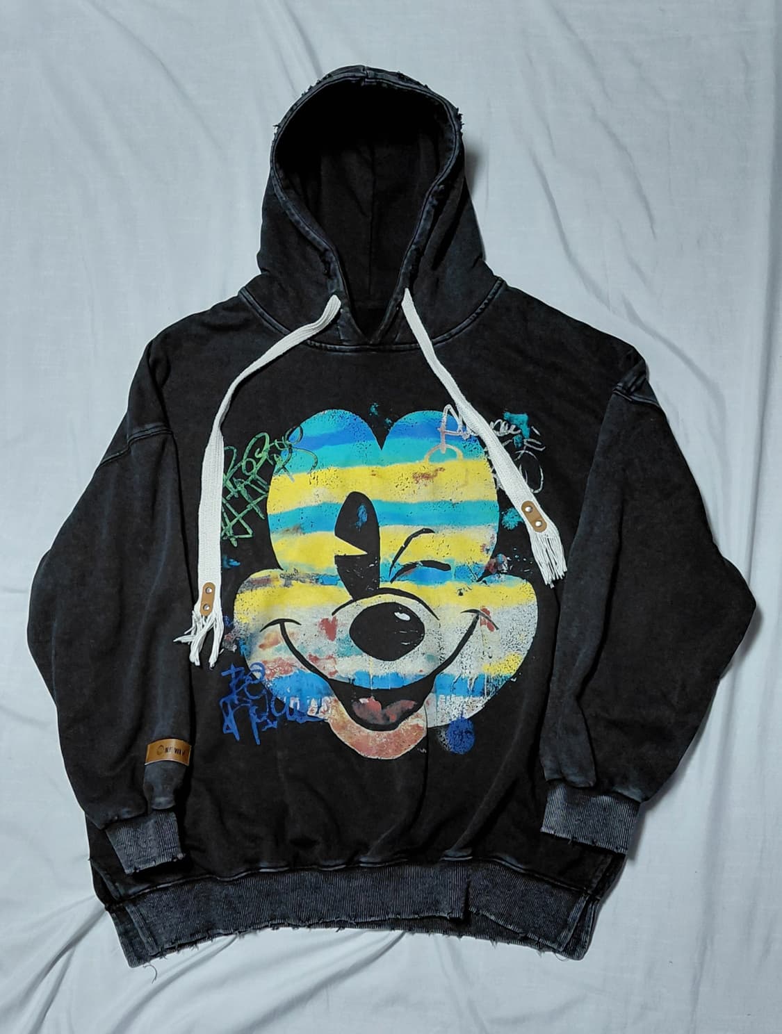 [ONE WAY] 원웨이 빈티지 미키 피그먼트 데미지 후드티 상품이미지1