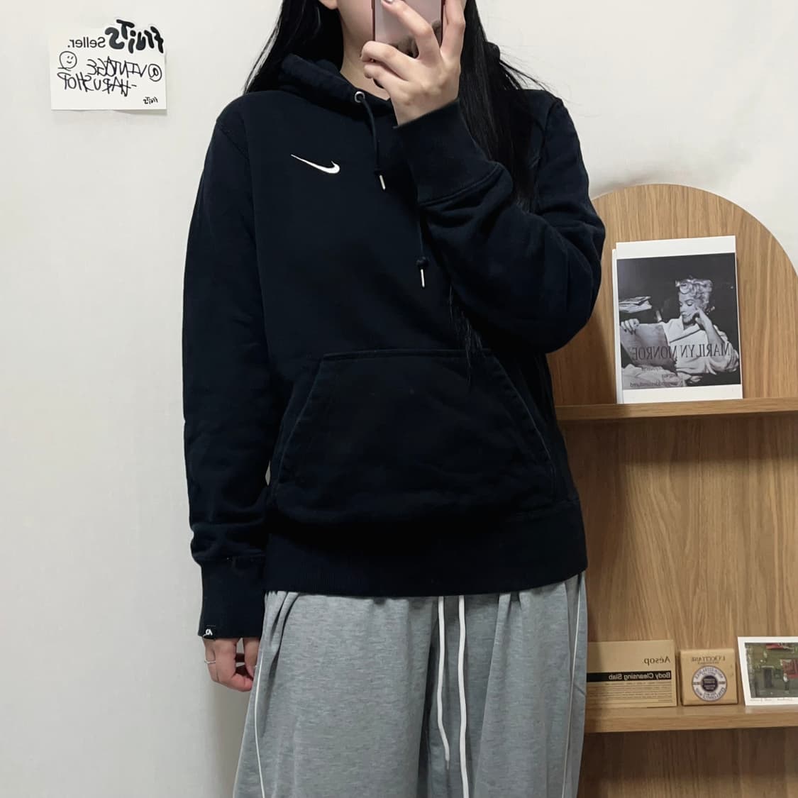 [정품] 나이키 블랙 스우시 후드티 [ M ] 상품이미지3