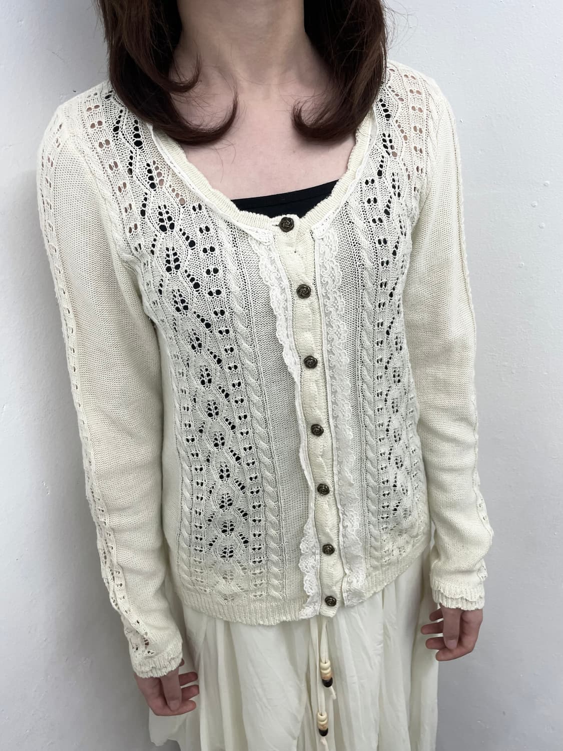 액시즈팜 크림 로즈 엔틱 가디건 상품이미지2