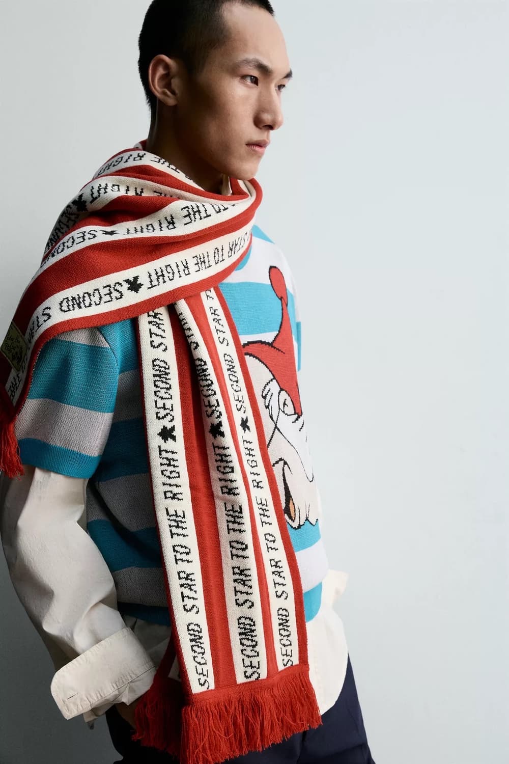 자라 해리 램버트 X 디즈니 피터팬 텍스트 스트라이프 머플러 새상품 상품이미지6