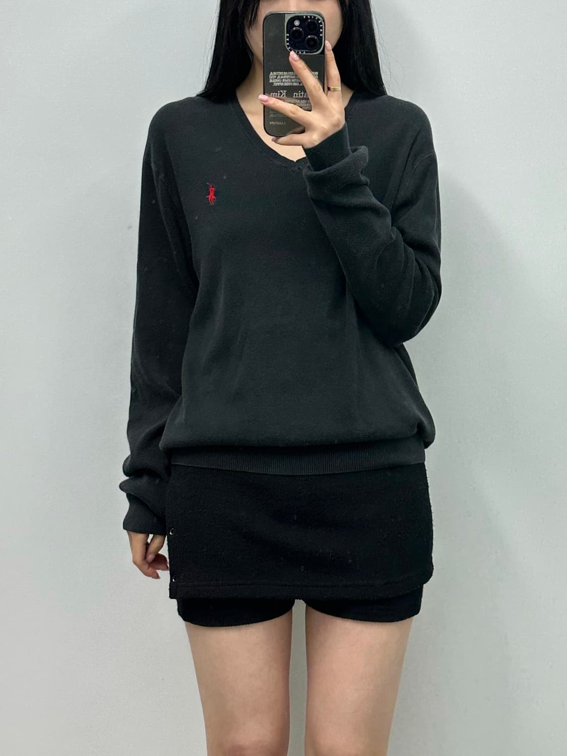 폴로 랄프로렌 피마코튼 블랙 브이넥 니트 상품이미지1