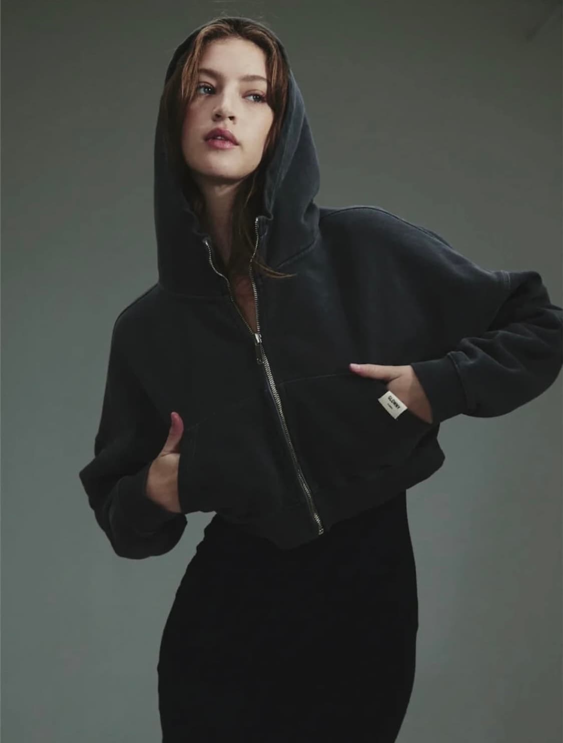 글로니 클래식 크롭 후드집업 상품이미지1