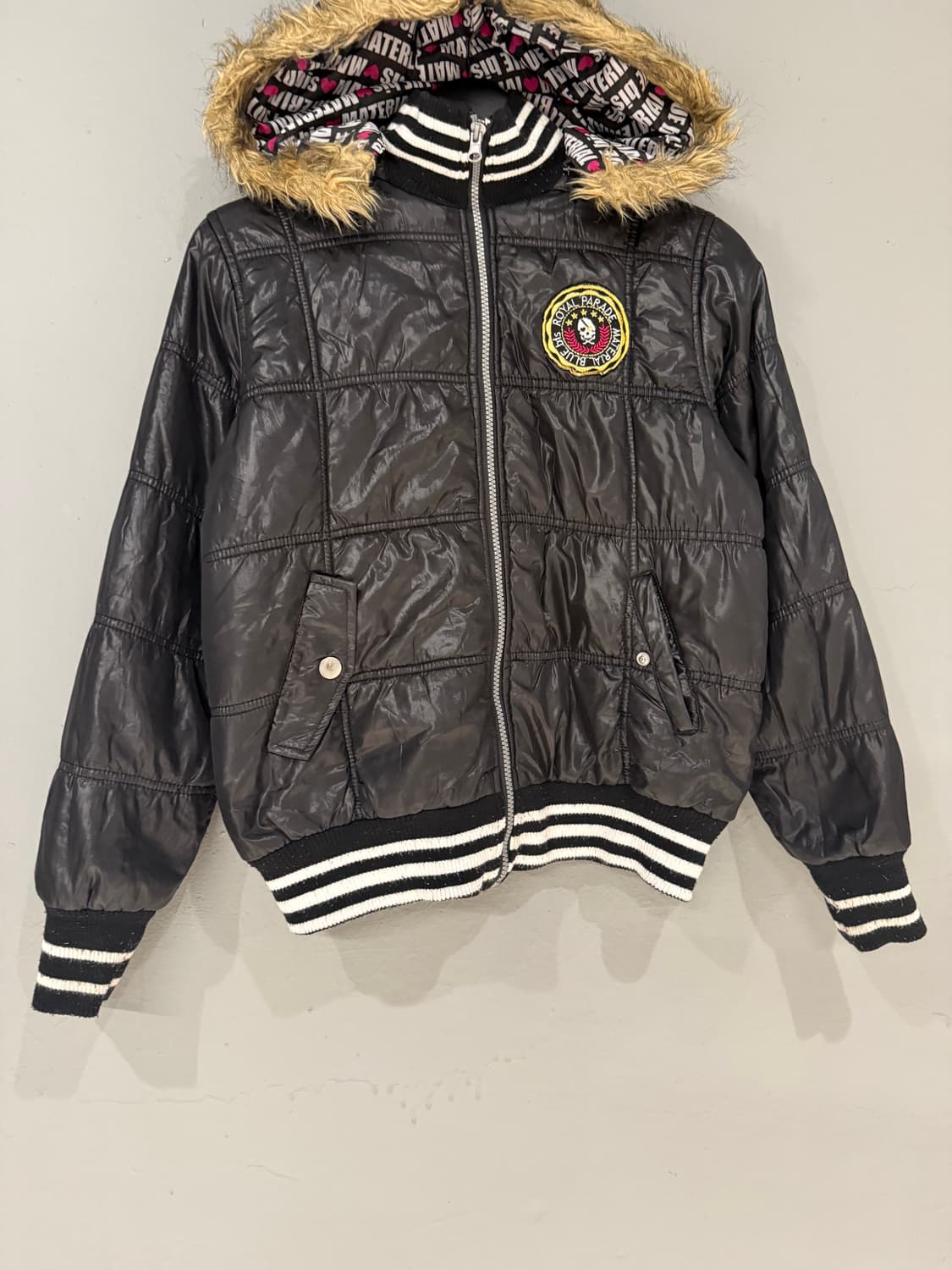 patch point fur hood glossy padding 상품이미지6