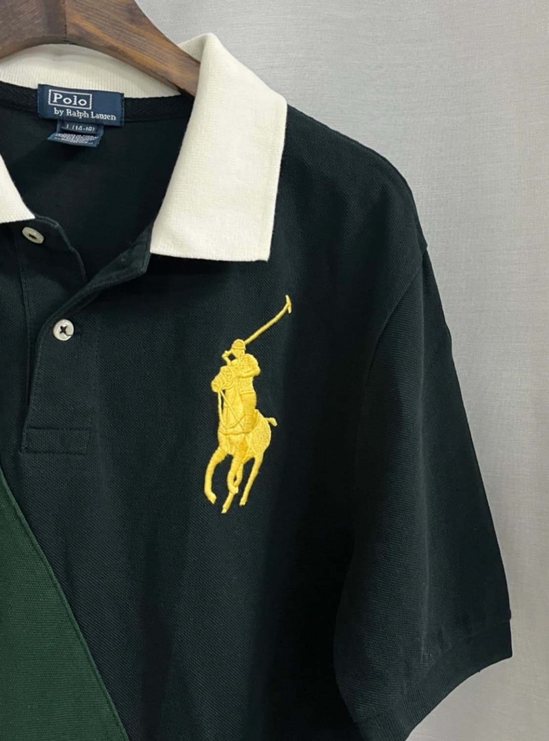 정품 폴로랄프로렌 그린/옐로우포니 카라 반팔티 L 상품이미지2