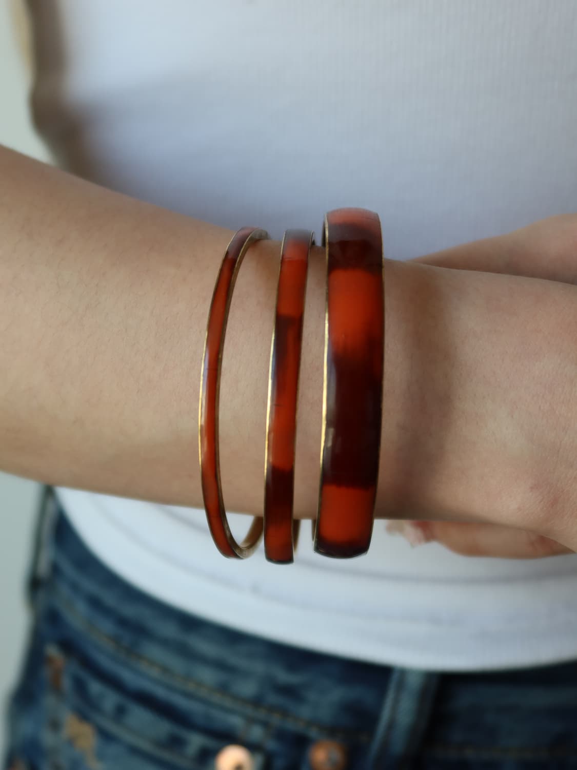 deep red stripe bangle set 상품이미지2