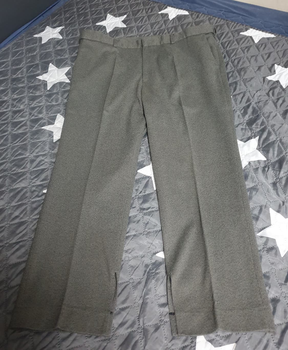 PERI JENSON 이중직원단 스판 밑단사이드 컷팅 슬랙스(37~38) 상품이미지1