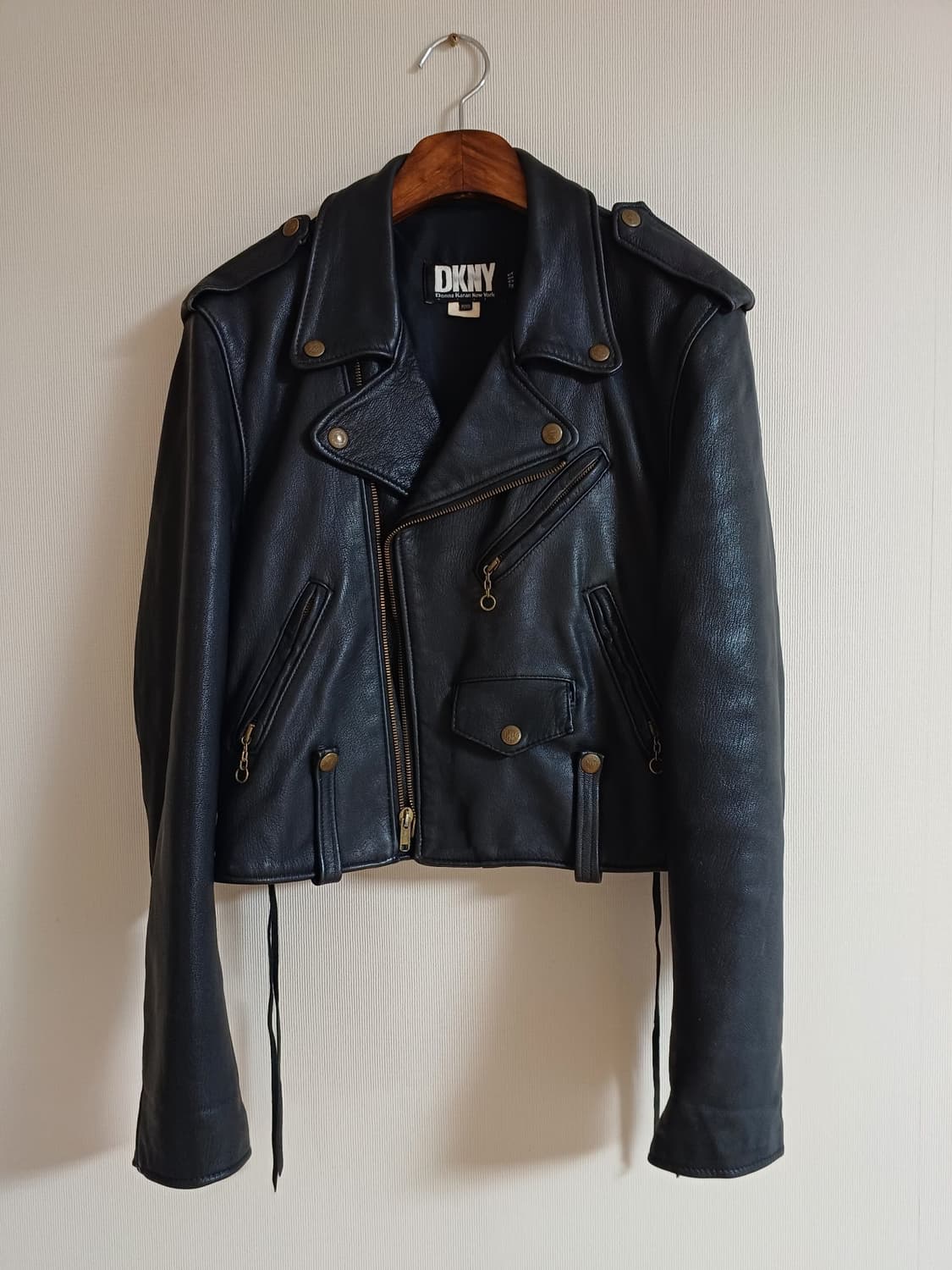 90s DKNY 가죽 라이더 레더자켓 블랙 생로랑 셀린느 에디슬리먼 상품이미지1