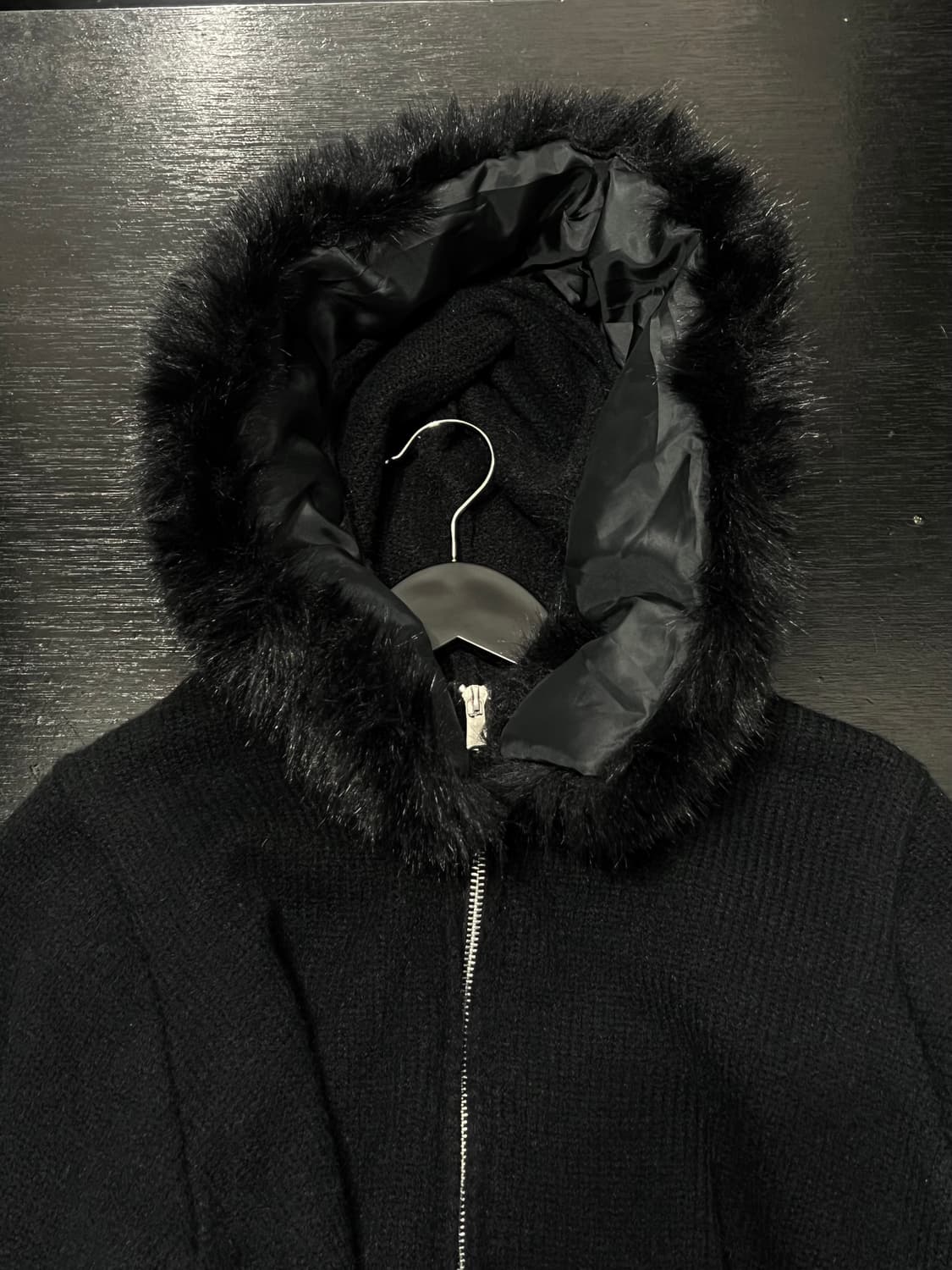 투웨이 블랙 퍼 후드집업 상품이미지6