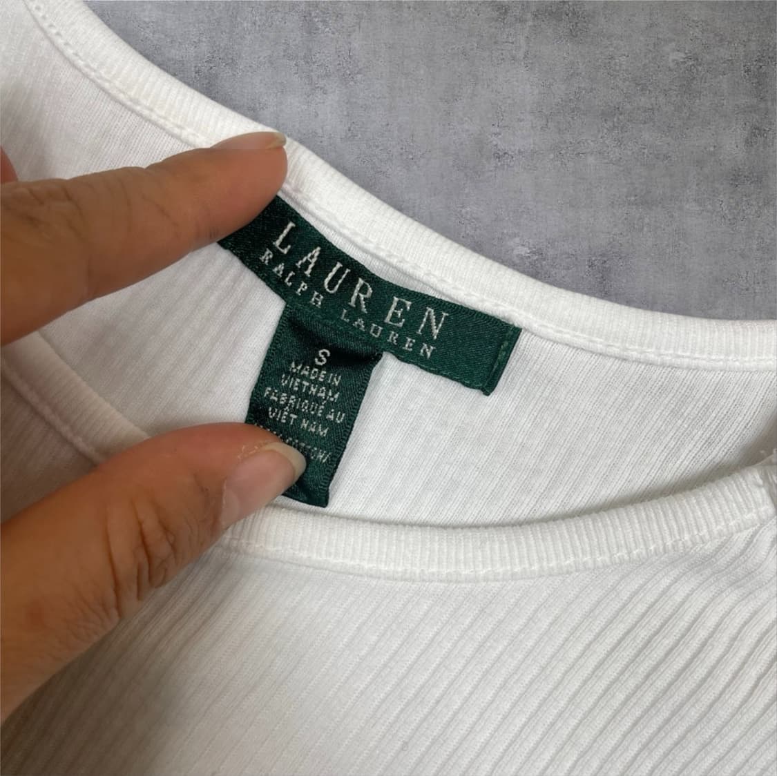 로렌 랄프로렌  화이트 사이드 지퍼 골지 긴팔 티셔츠 S 상품이미지2