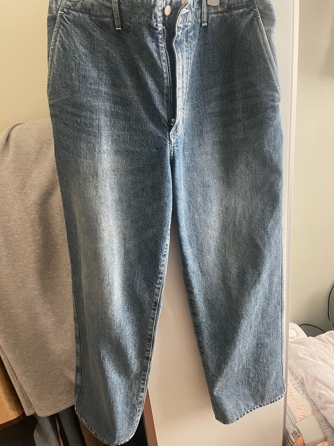 포터리 원워시드 와이드 데님 미드블루 3사이즈 상품이미지1