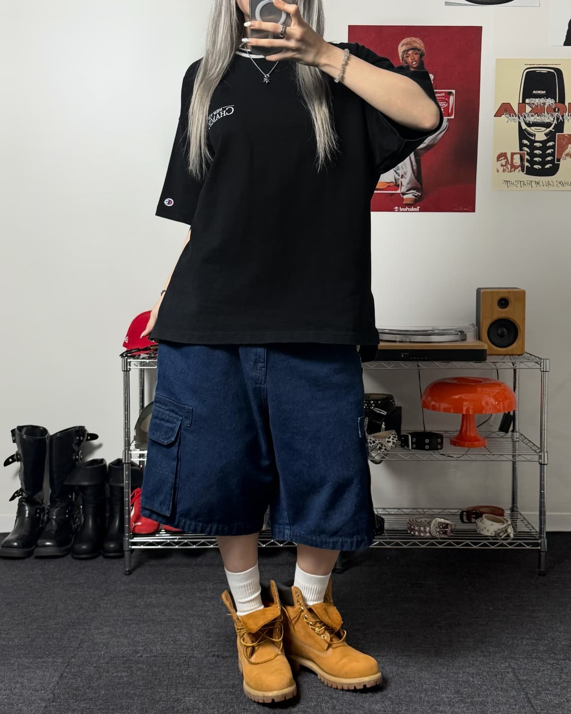챔피온 재팬라인 00s 블랙 헤비 티셔츠 상품이미지4