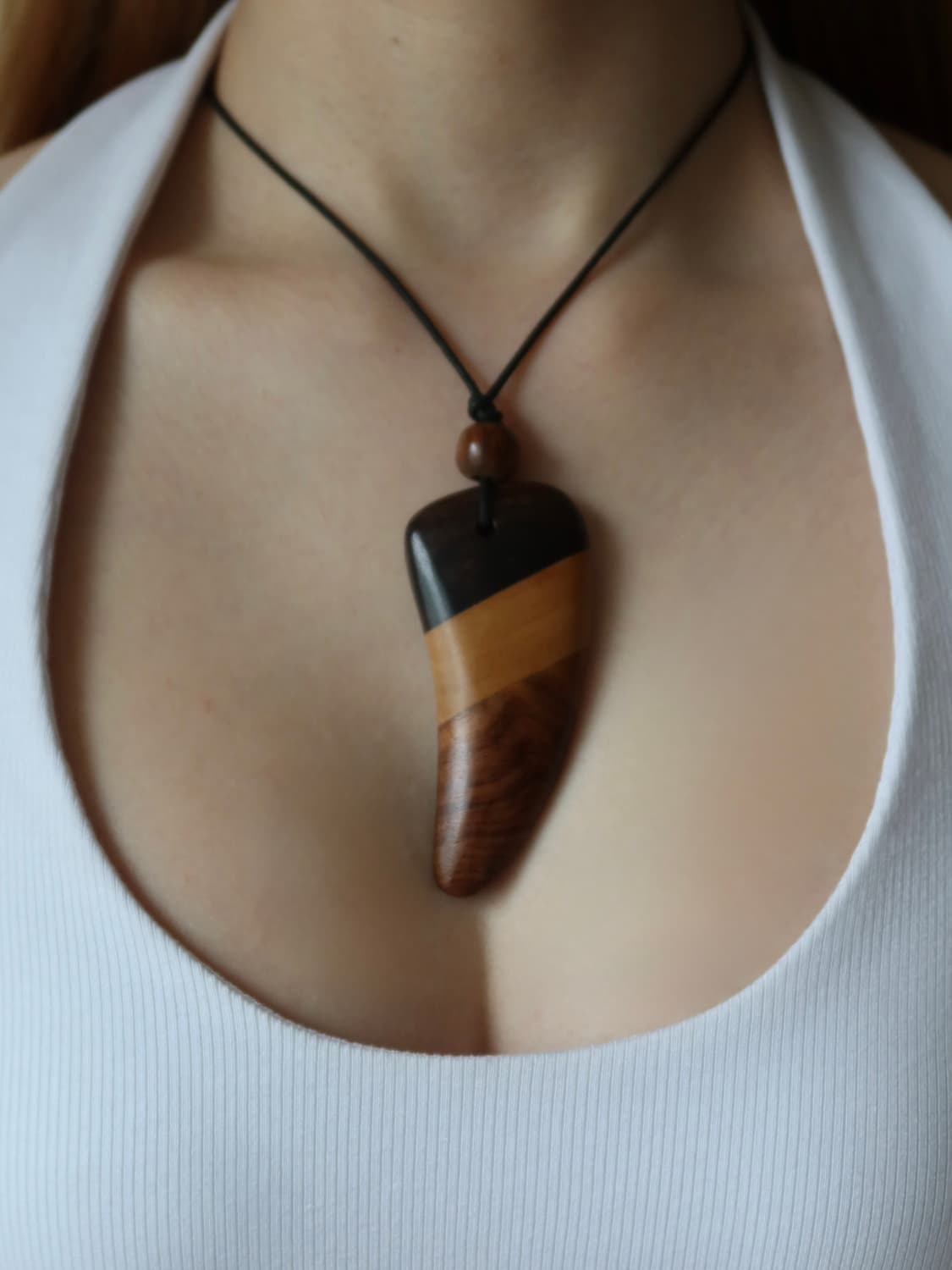 wooden horn pendant necklace 상품이미지1