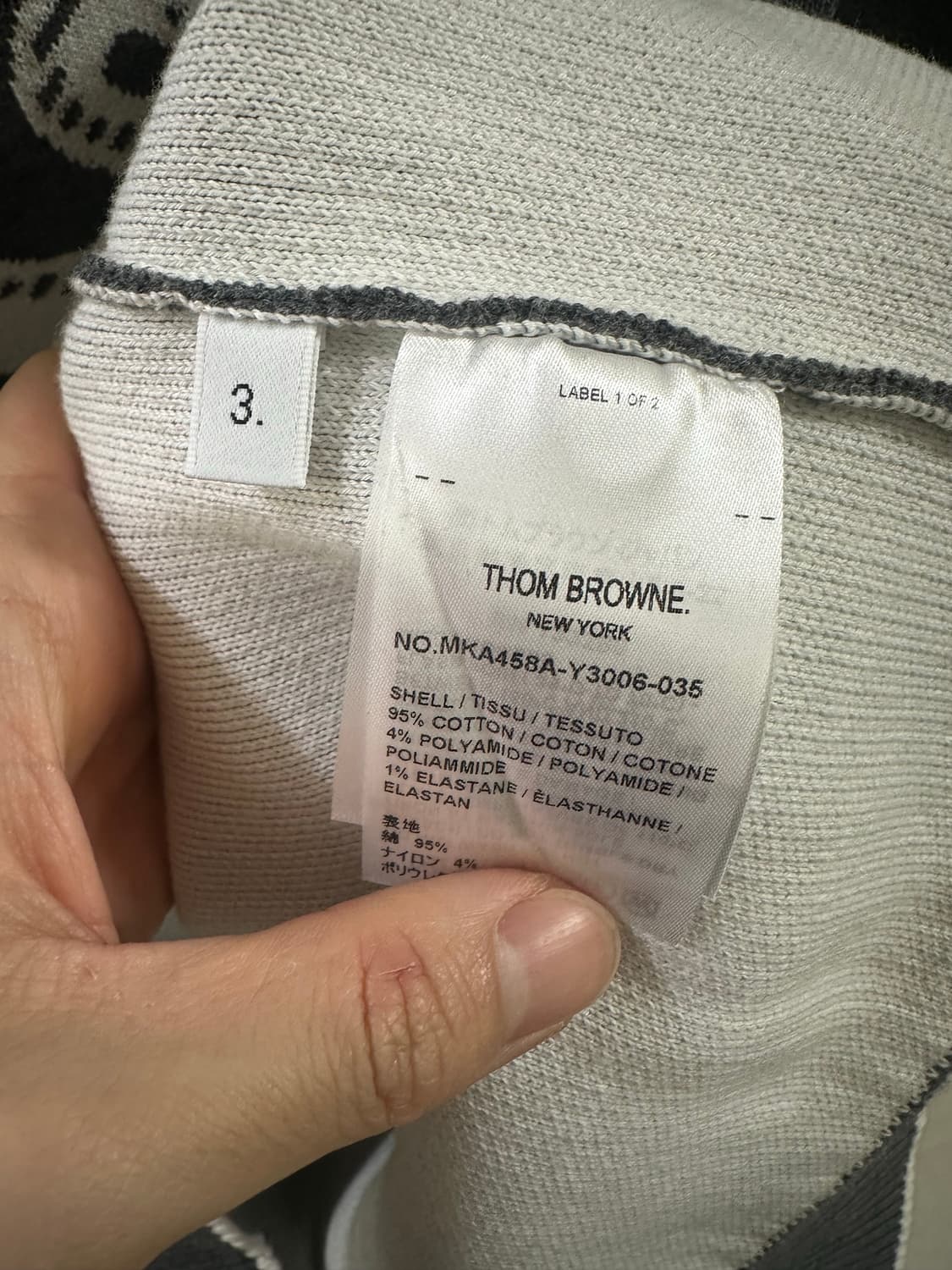 [3] 톰브라운 4 바 앵커 로고 자수 니트 그레이 상품이미지10