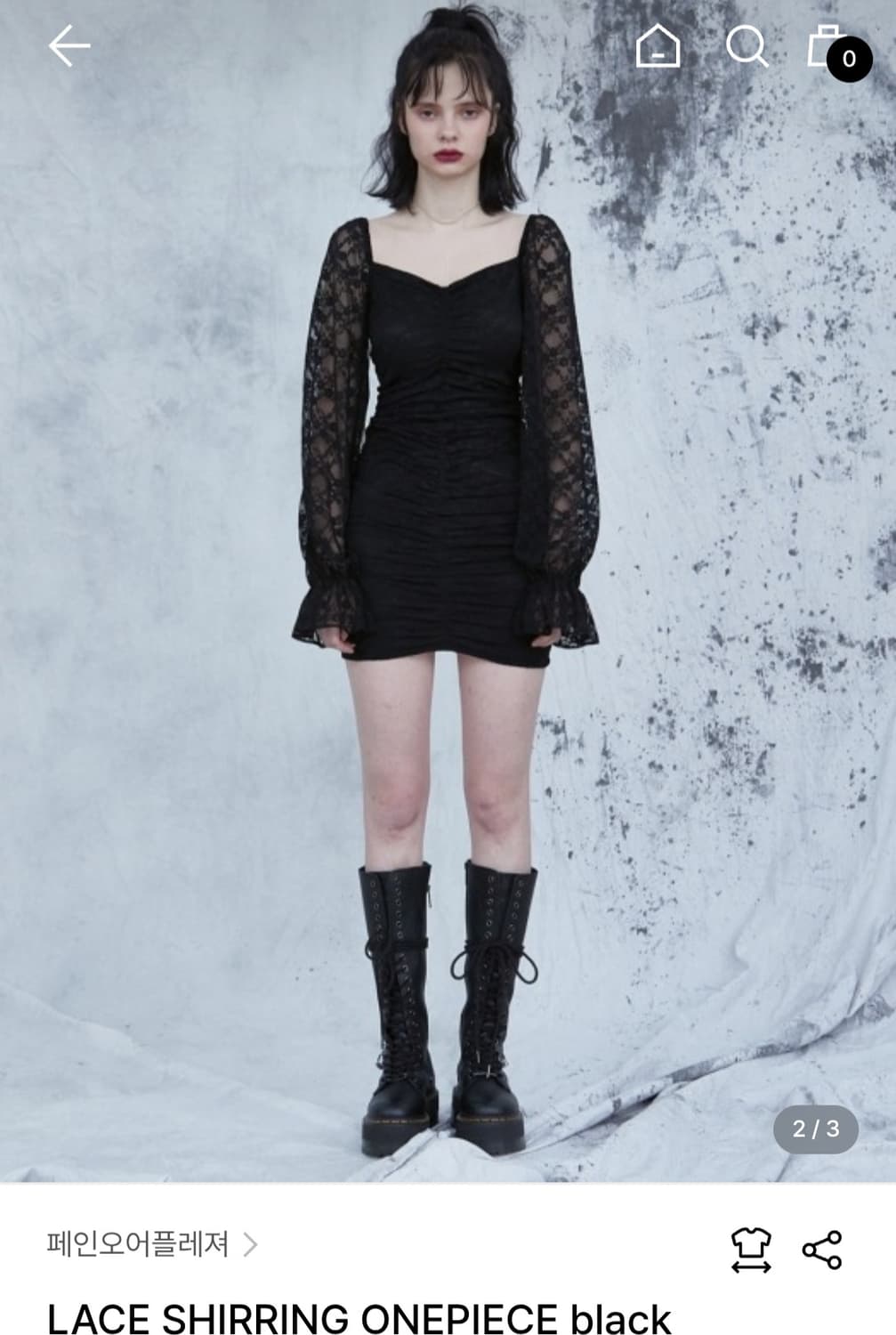 페인오어플레져 레이스 셔링 미니 원피스 상품이미지4