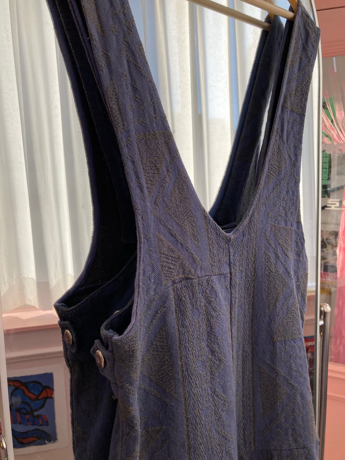 말라카 Malaka 네이비 패턴 멜빵 팬츠 상품이미지2