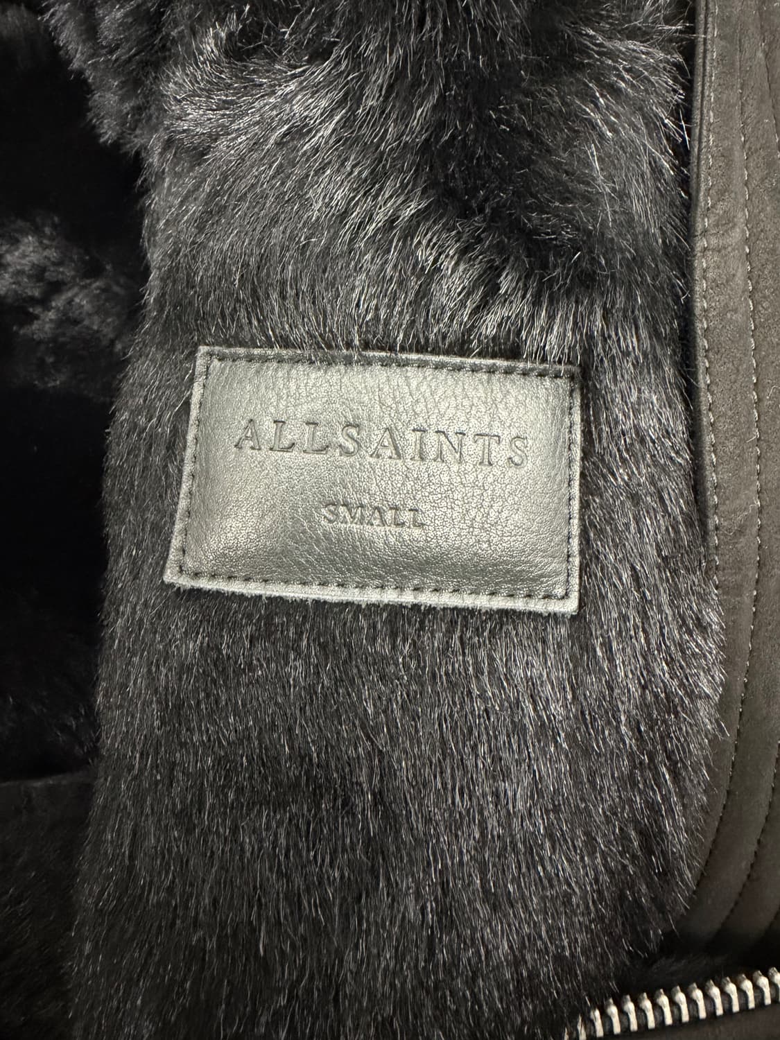 정품) 올세인츠 여성 레더 퍼 가죽자켓 봄버 스타일 S 상품이미지7