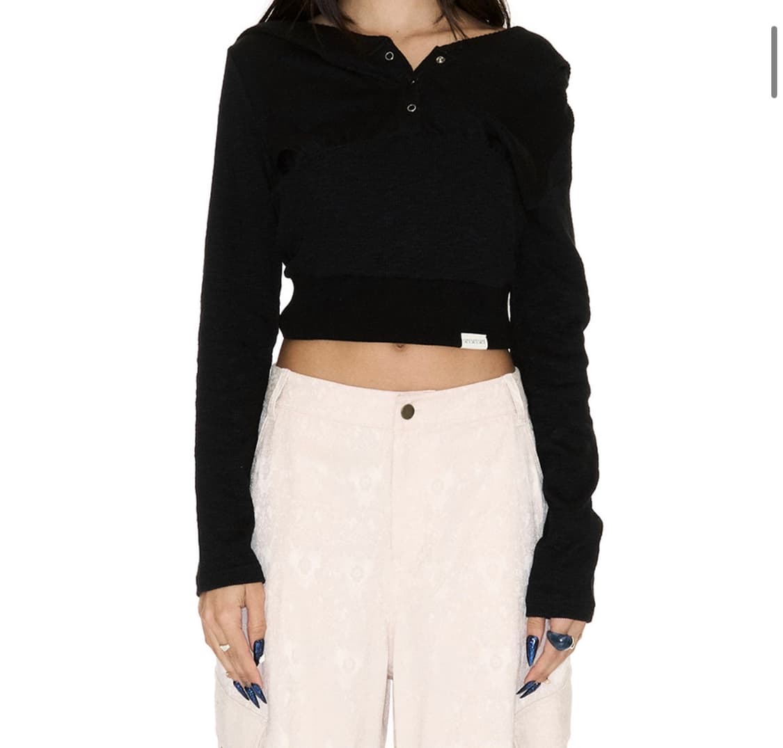 setsetset THREE BUTTON HODDIE BLACK 상품이미지2