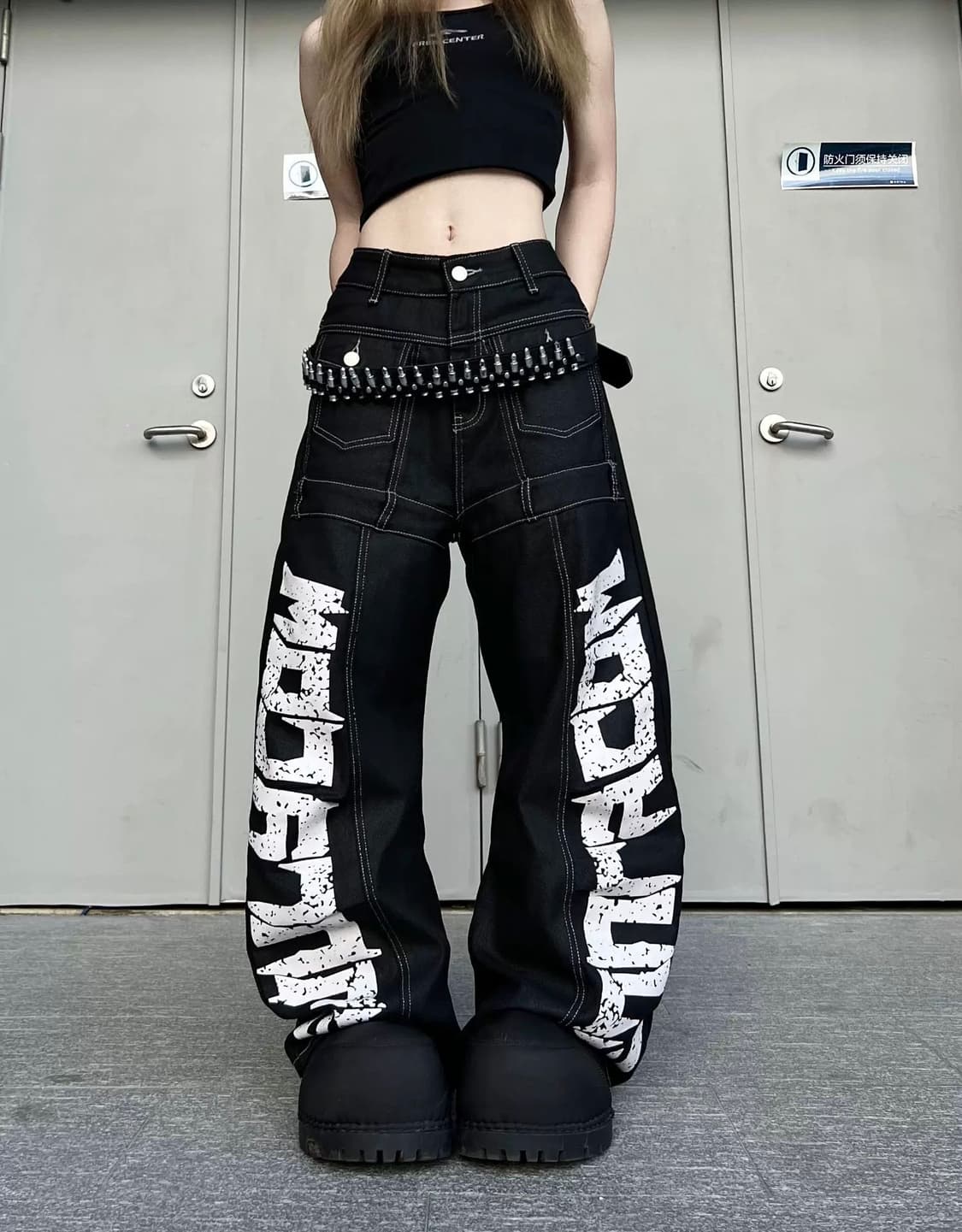 와이드 그래픽 데님 팬츠  상품이미지1