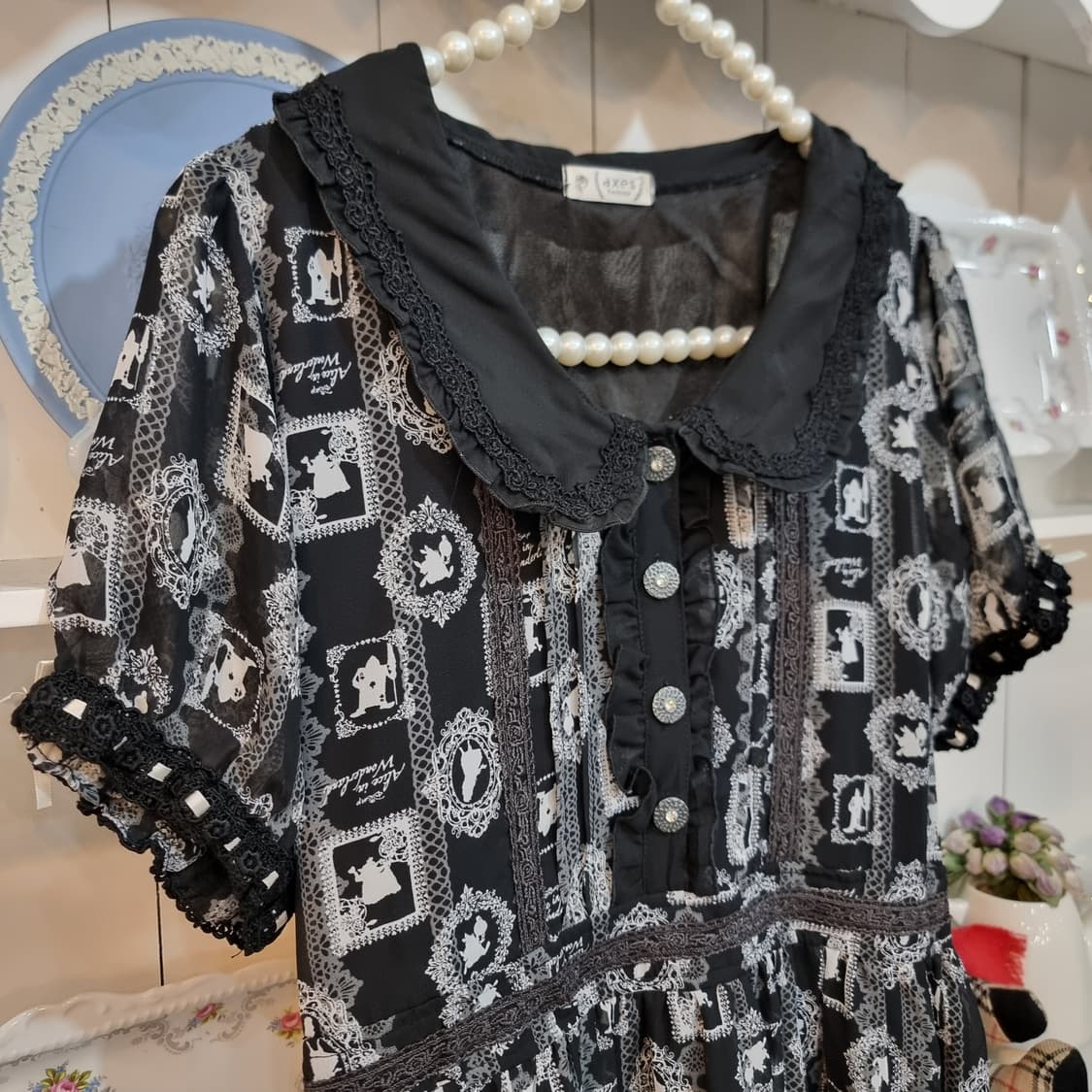 axes femme 블랙 패턴 원피스 상품이미지2