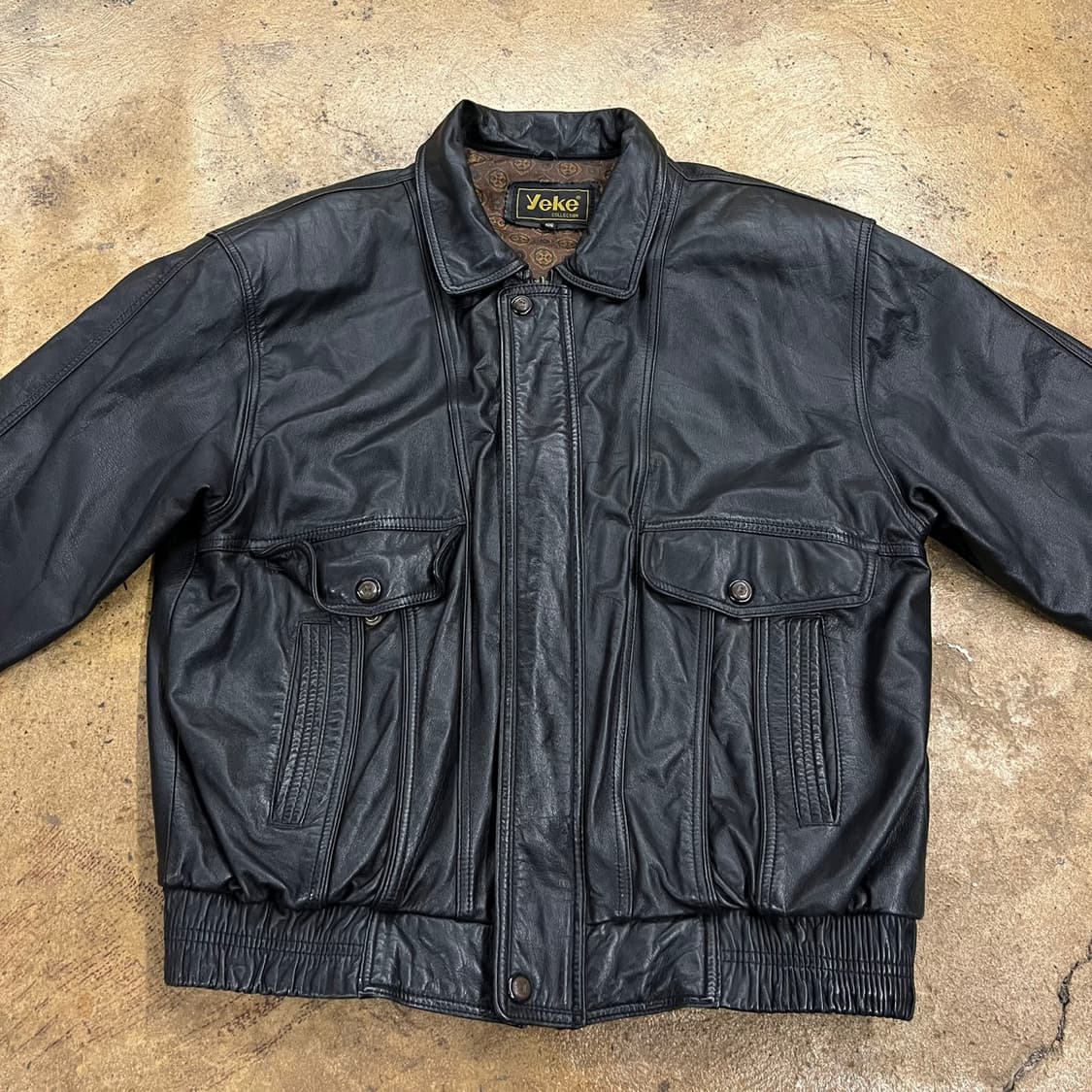 [정품/105] yeke 빈티지 드럼다이드 가죽 레더 자켓 b17 상품이미지3