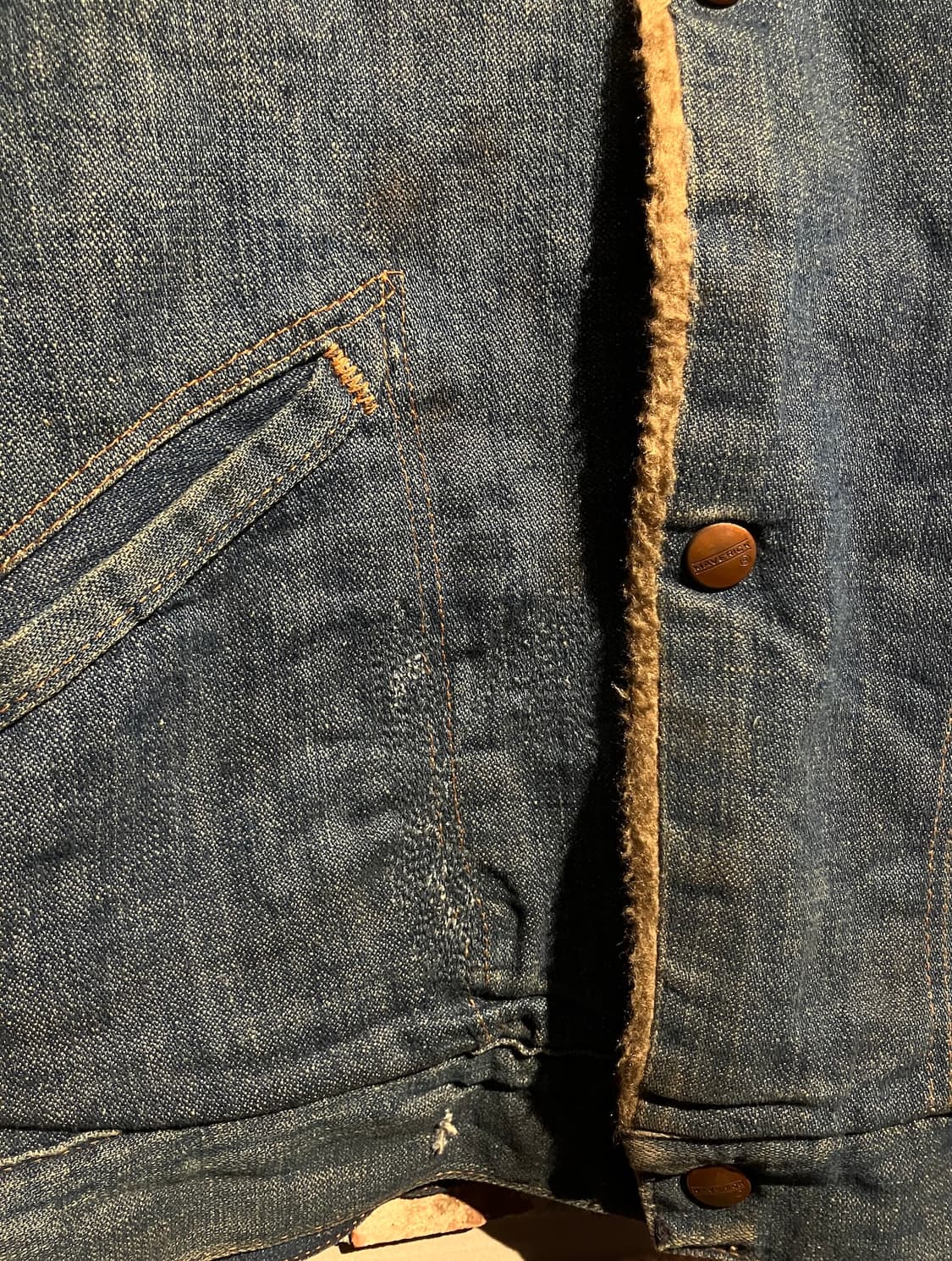 70s USA 빈티지 랭글러 매버릭 셰르파 데님 자켓 상품이미지6
