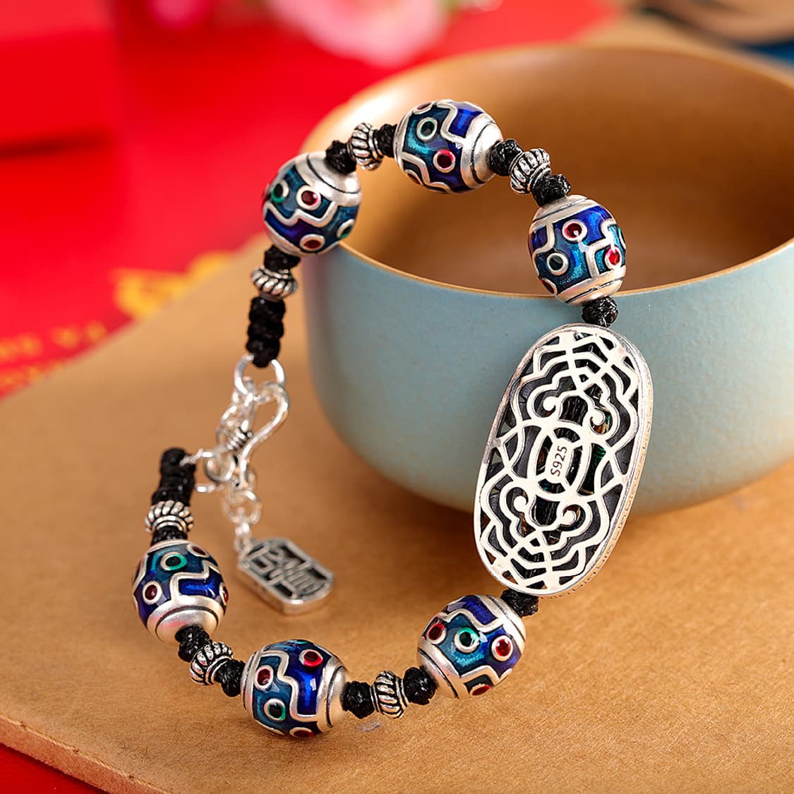 Oceanora S925 실버 에나멜 비드 유니섹스 팔찌 상품이미지3