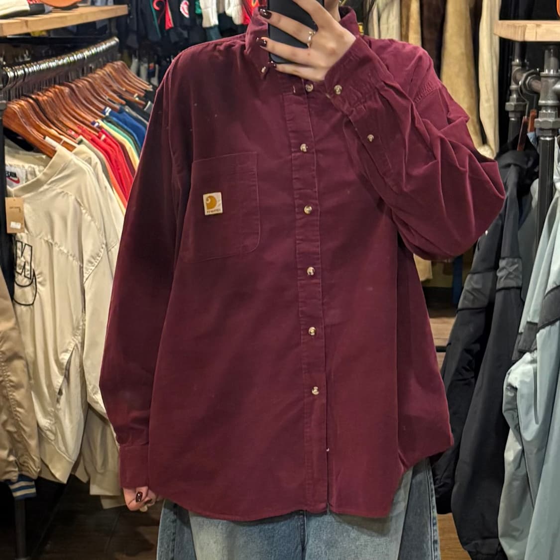[HI] Carhartt 칼하트 코듀로이 긴팔셔츠 버건디 상품이미지1