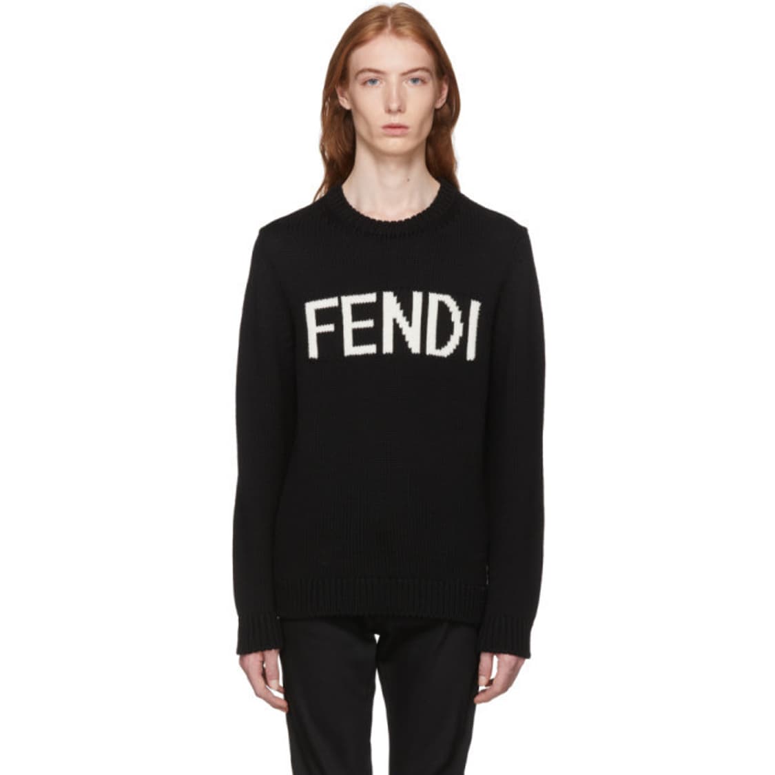 Fendi 블랙 로고 인타르시아 울 스웨터 상품이미지1
