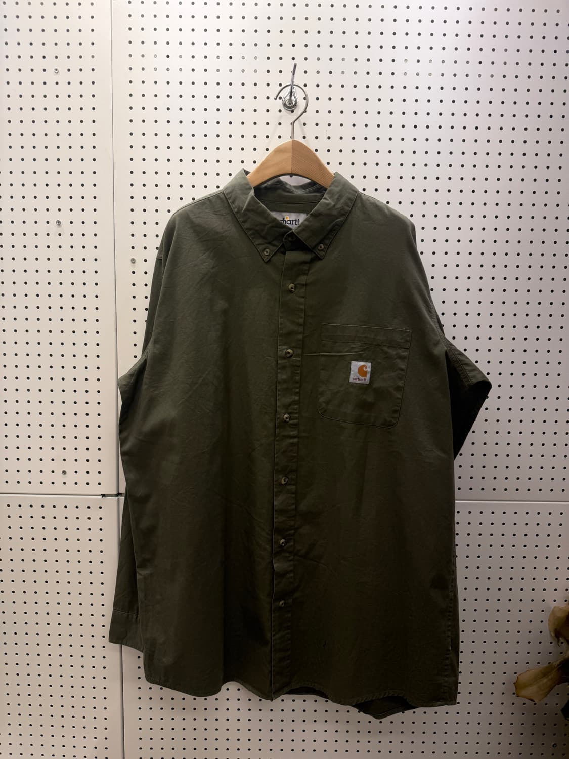 칼하트 버튼다운 포켓 워크 셔츠 그린 U173 상품이미지2