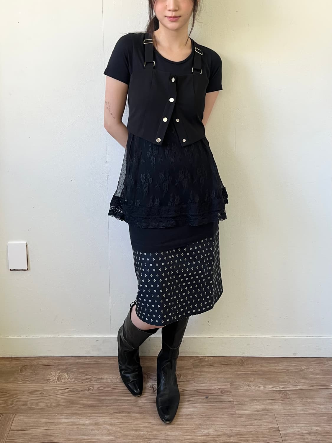 BUBBLES 블랙 뷔스티에 탑 상품이미지5