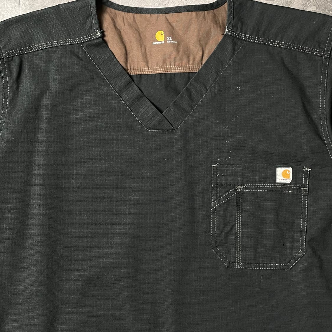 CARHARTT 칼하트 블랙 브이넥 리프스탑 워크 반팔티셔츠 A01058 상품이미지3