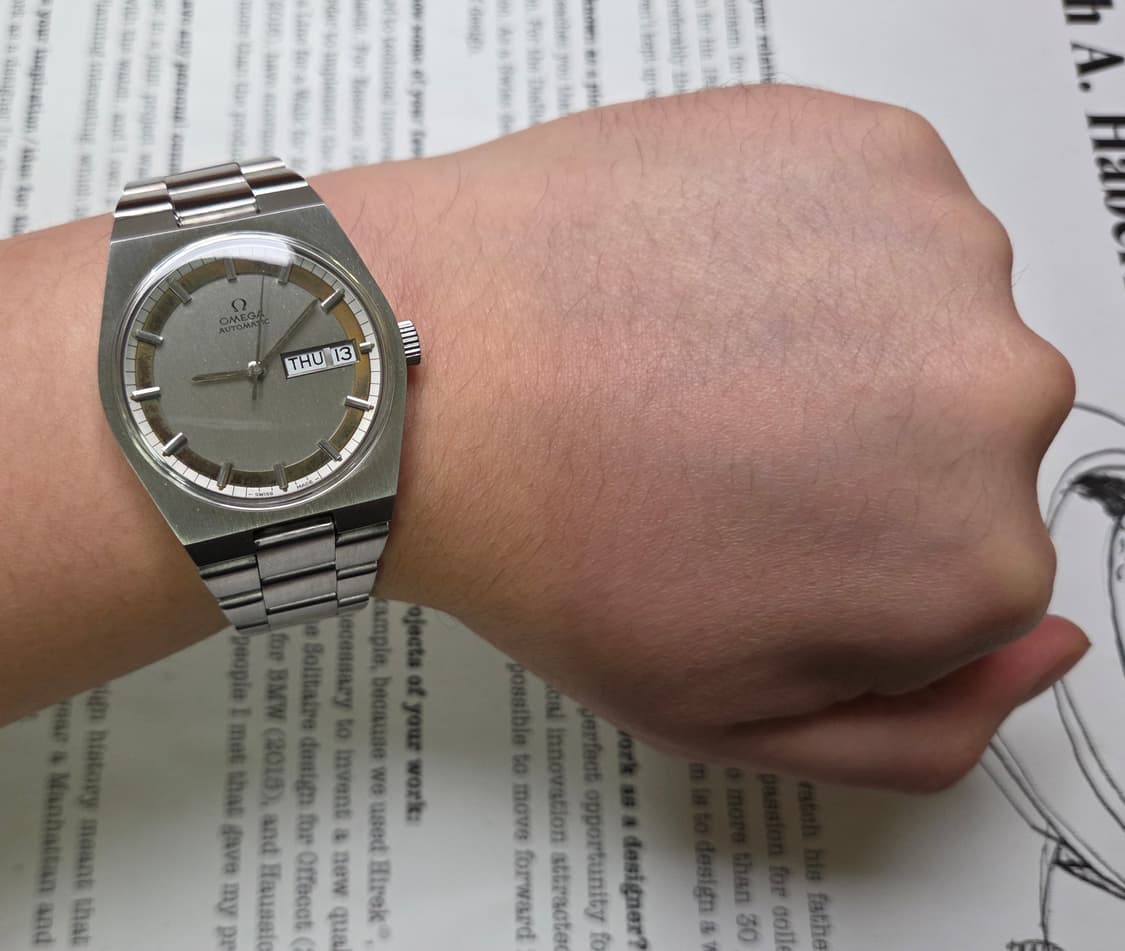 레어] 빈티지 오메가 제네브 데이데이트 희귀 동심원 다이얼 통줄 브레이슬 상품이미지9