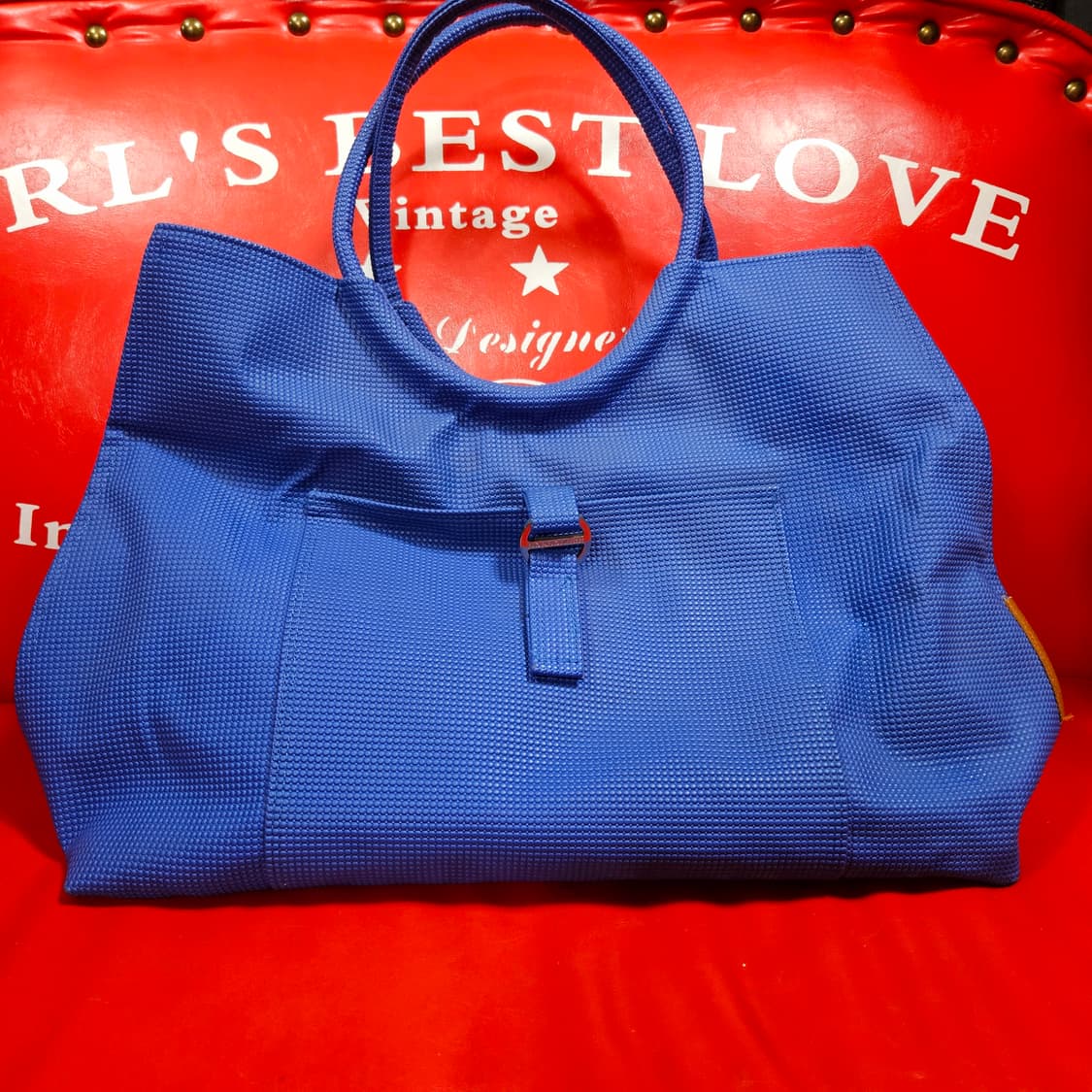 보르보네제 블루 텍스처 로고 빅 쇼퍼백 47 x 38 size 상품이미지1