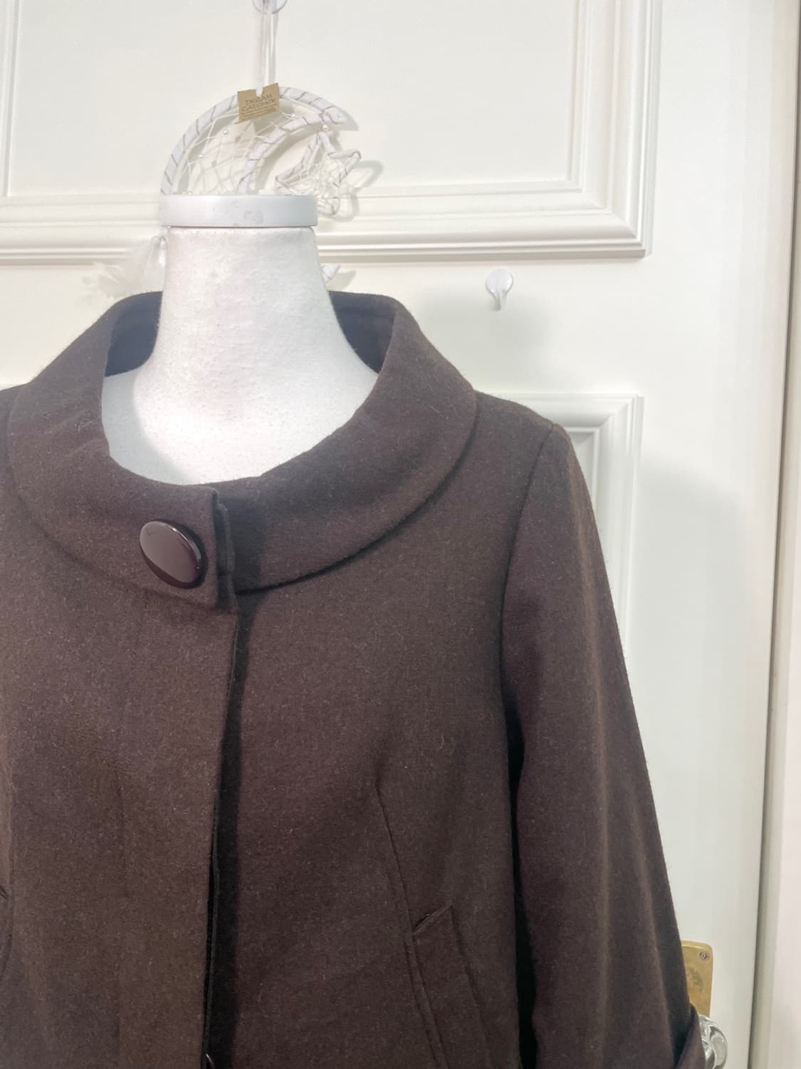 choco brown button point wool mini coat 상품이미지7