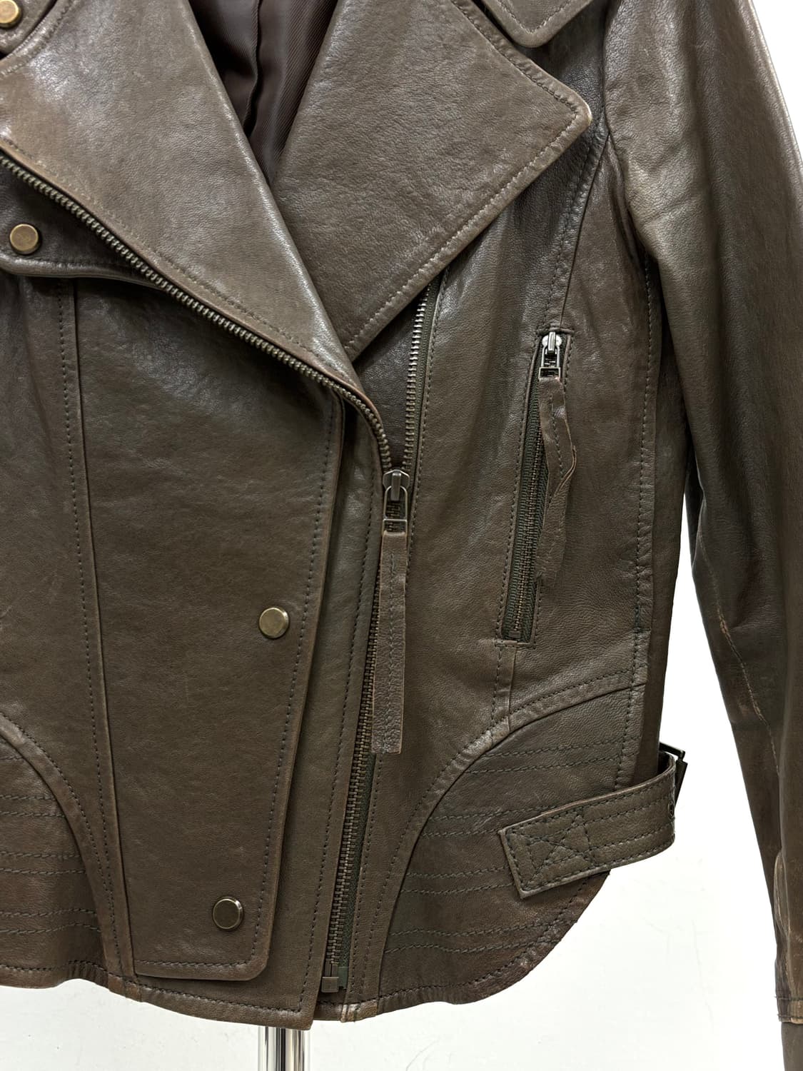 빈티지 브라운 리얼 레더 자켓 락시크 상품이미지8