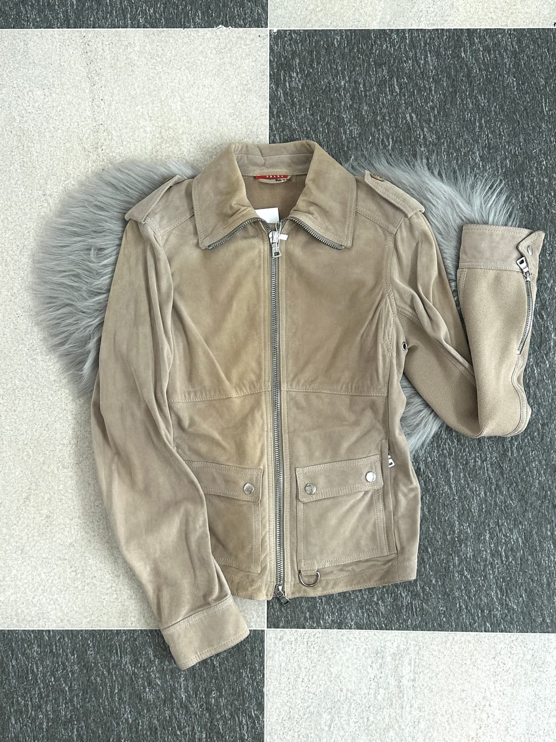 프라다 스포츠 00s 스웨이드 패널 자켓  상품이미지1