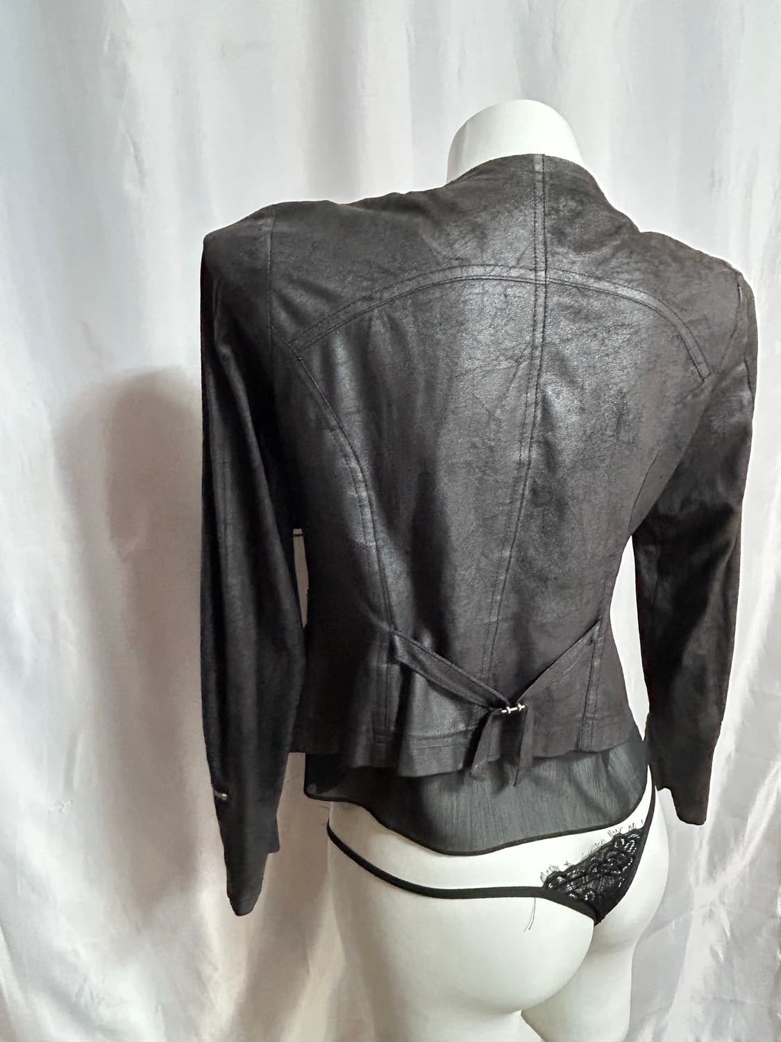 00’s drape lace detailed lether jacket 상품이미지8