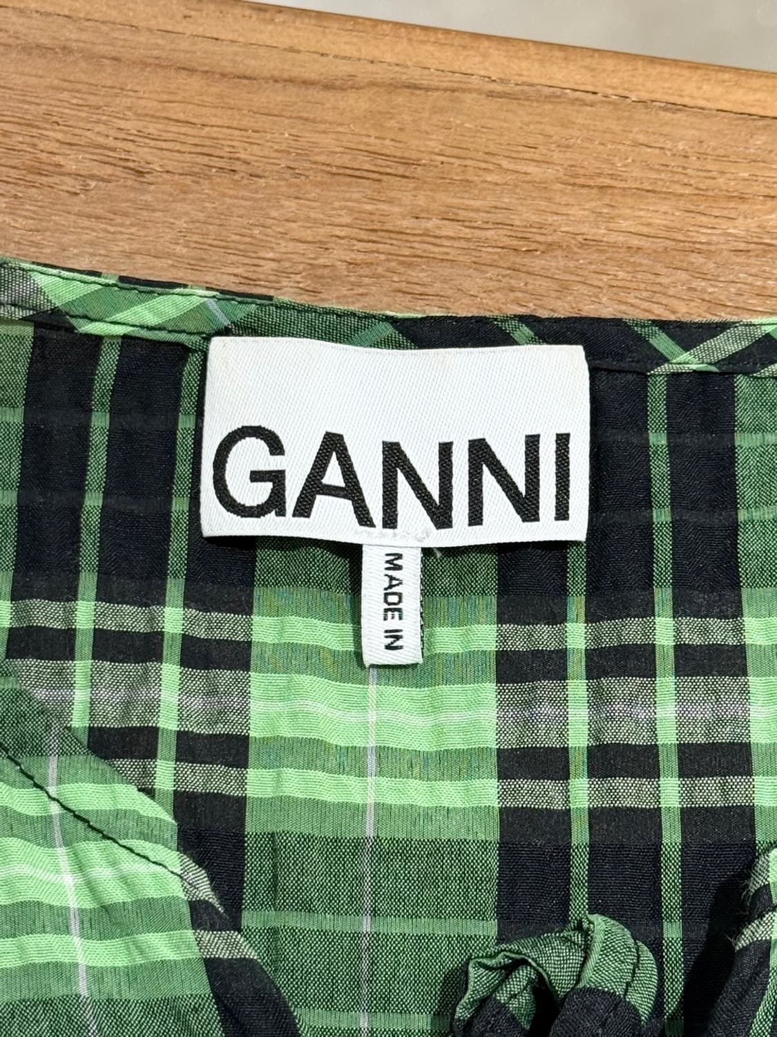 가니 그린 체크 리본 코튼 미니 드레스 상품이미지7