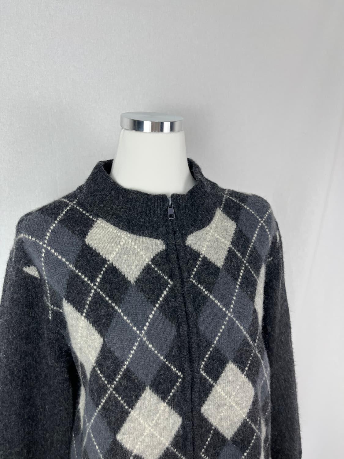 Vintage 아가일 패턴 니트 집업  상품이미지2