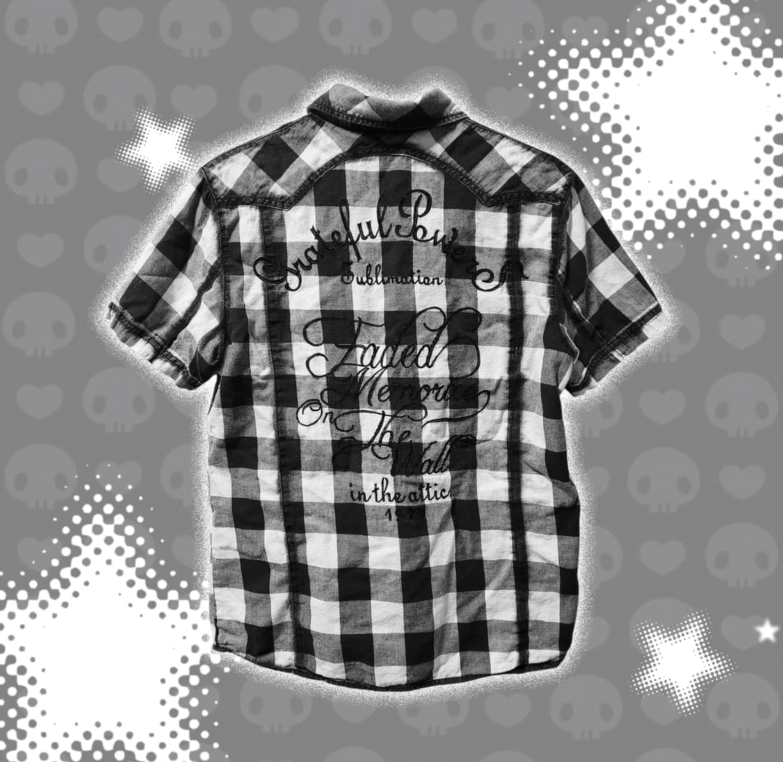 펑크너드y2k 레터링 체크무늬 반팔 셔츠 상품이미지2