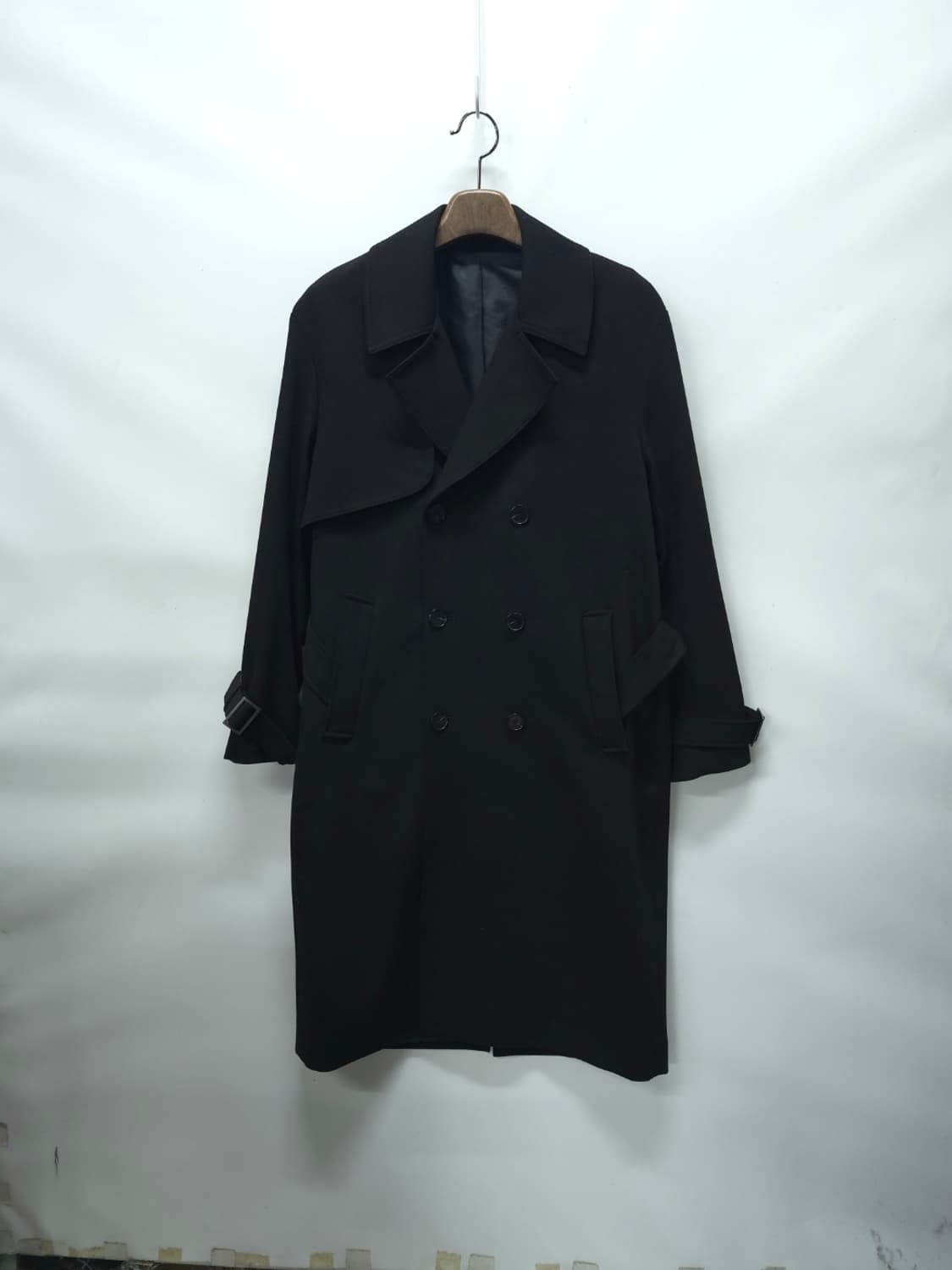 드로우핏(DRAW FIT) 블랙 더블 트렌치 코트 (L사이즈)(상태최상) 상품이미지1