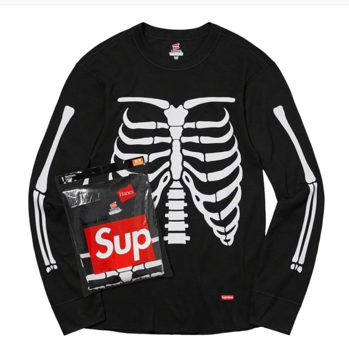 슈프림 헤인즈 본즈 써멀 크루 블랙 상품이미지1