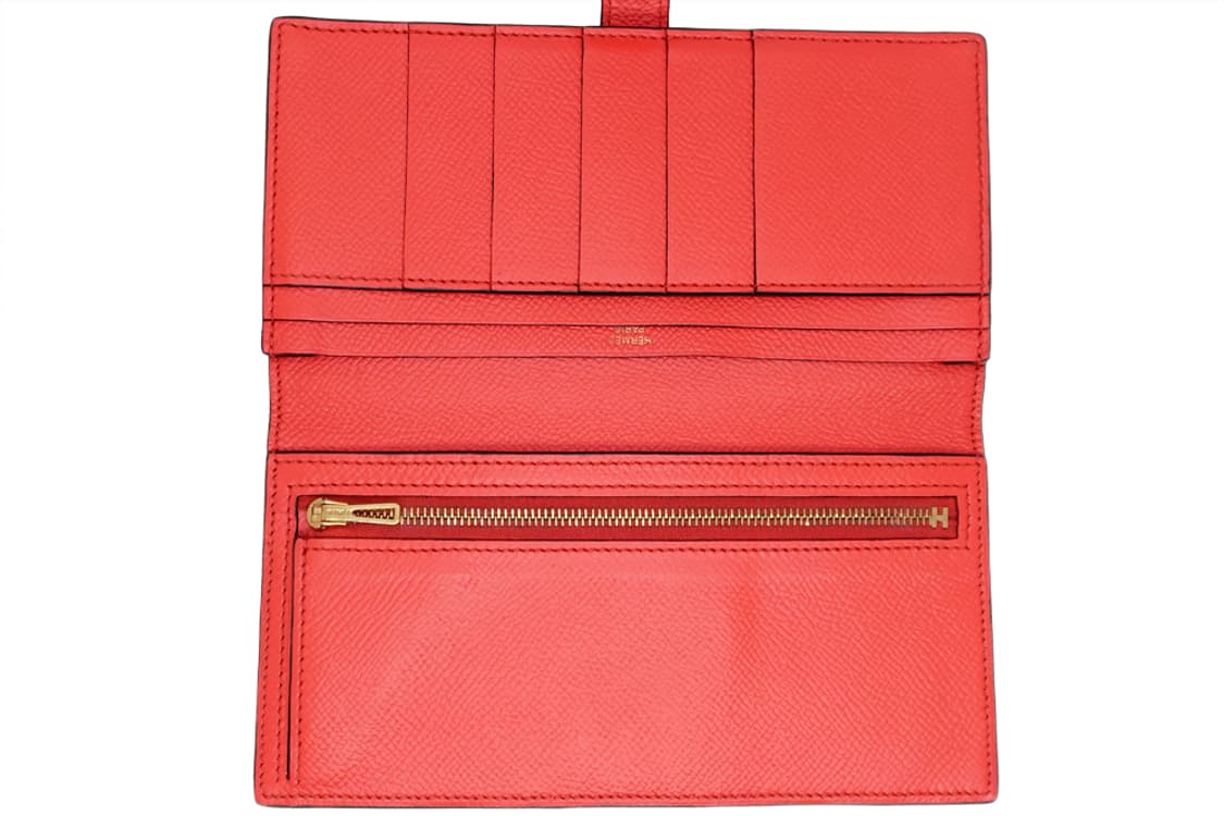 에르메스 베안 소플렛 레드오렌지 앱송 금장 남녀공용 엡송 장지갑 상품이미지5