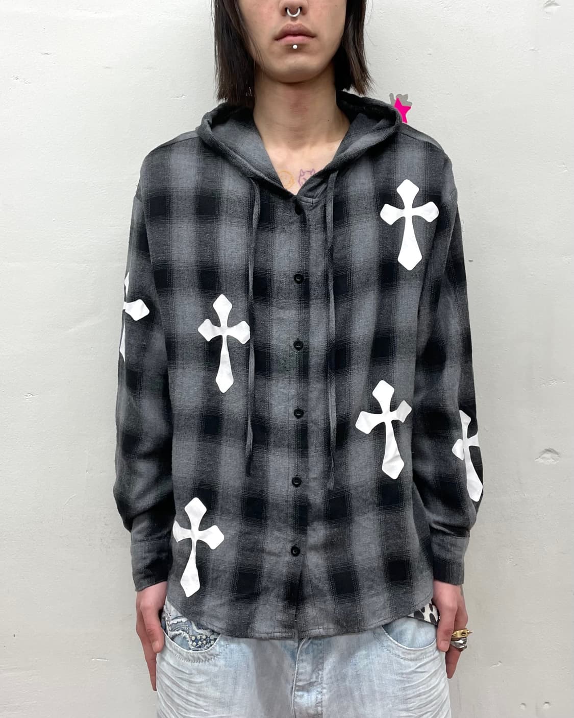 cross-checked hoodie shirt  상품이미지1