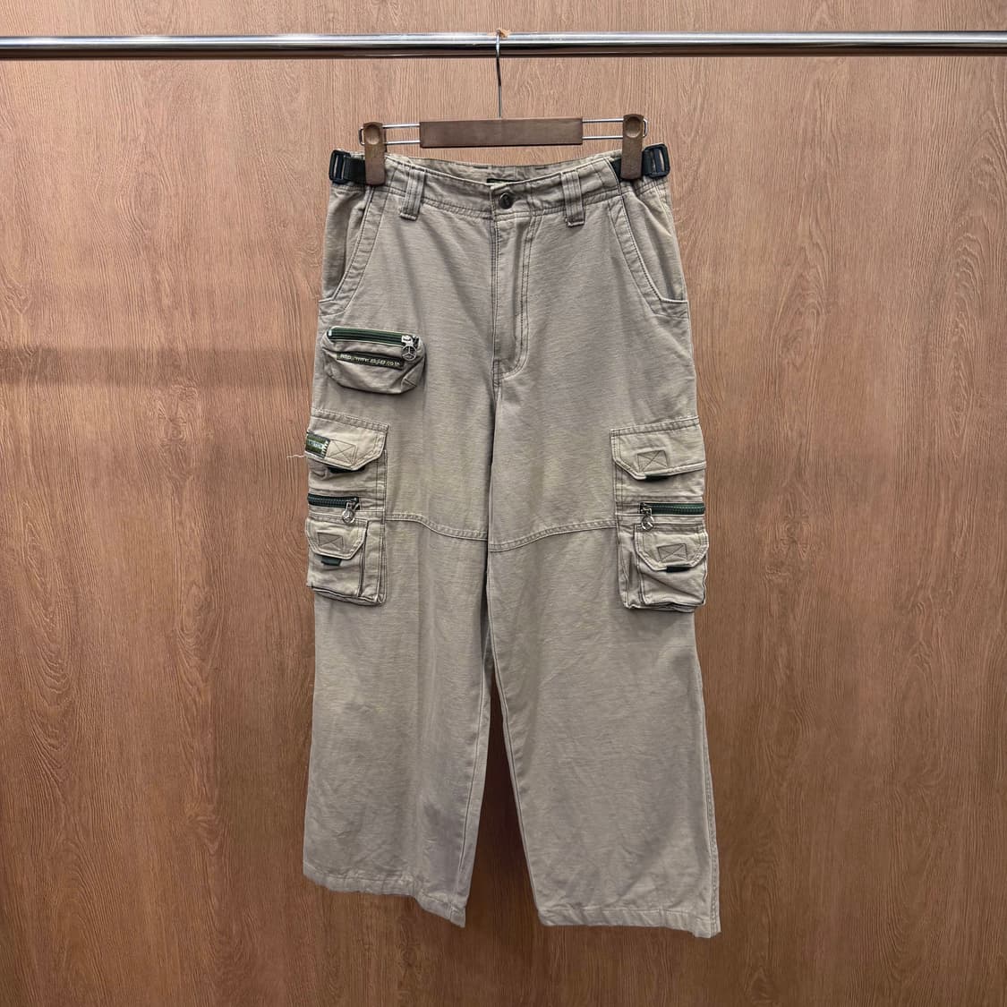 JPN 카고 팬츠 가먼트 다잉 멀티 포켓 사이드 스트랩 와이드핏 베이지 상품이미지2