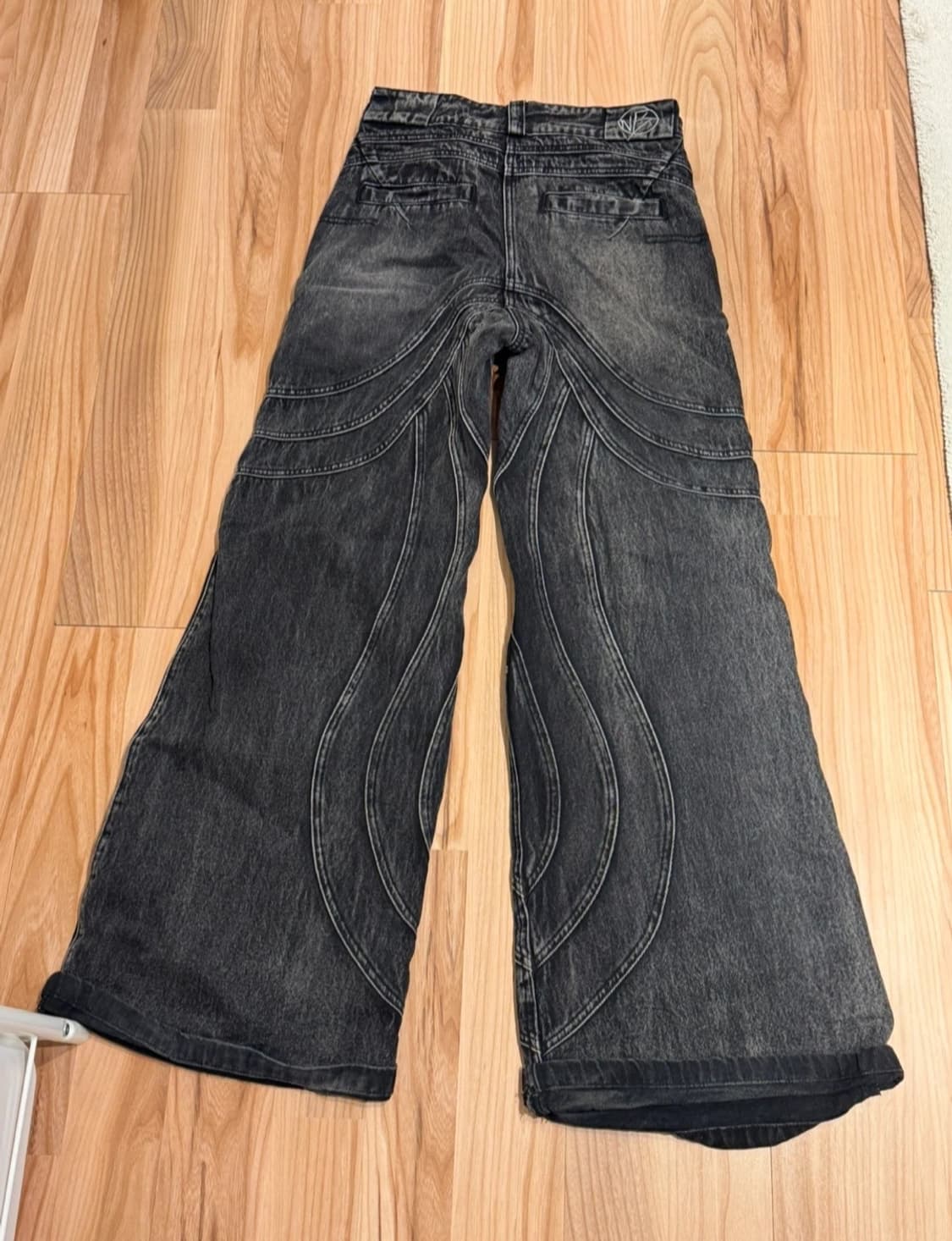 NOFAITH STUDIOS 웨이브 워싱 데님 팬츠 플레어 노페이스 상품이미지3