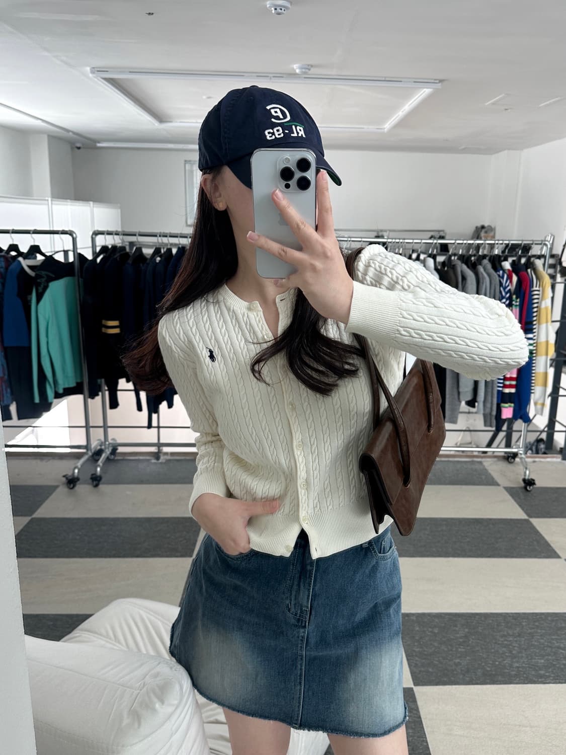 폴로 랄프로렌 아이보리 네이비포니 케이블 니트 가디건 상품이미지1